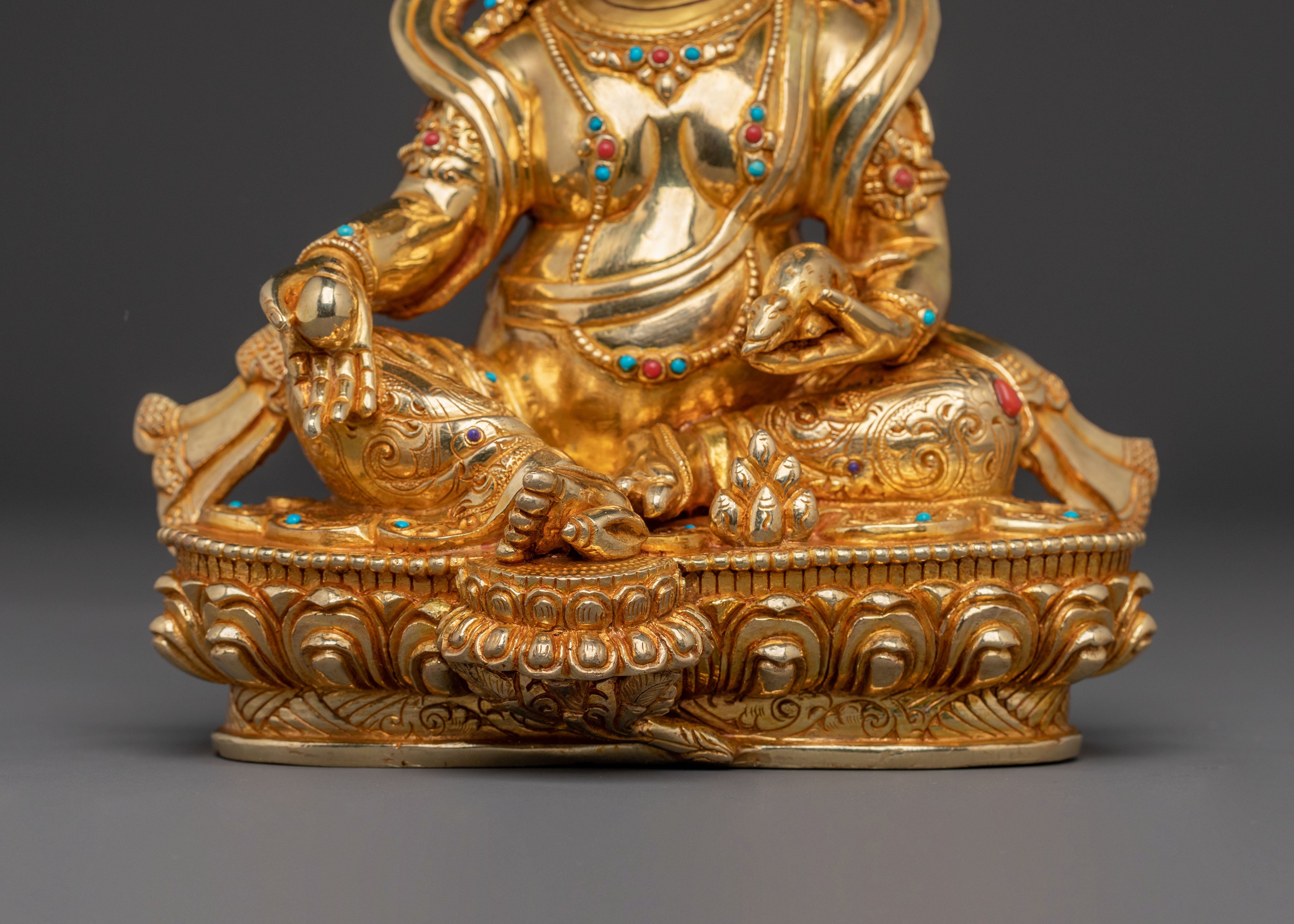 Wealth Bestowing Dzambhala Statue - Hand-Gilded Copper Art