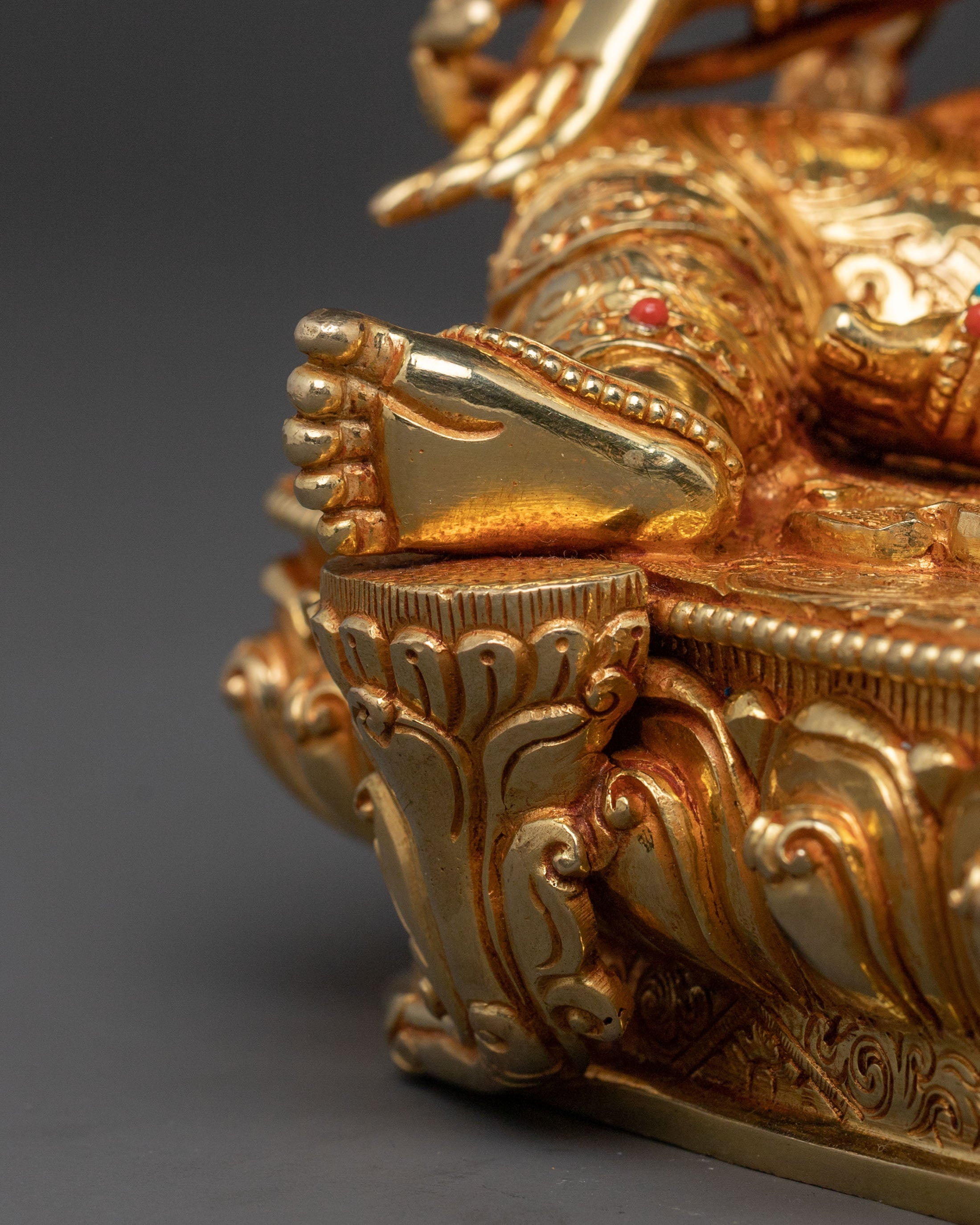Green Tara Goddess Icon | 24K Gold Gilded Statue