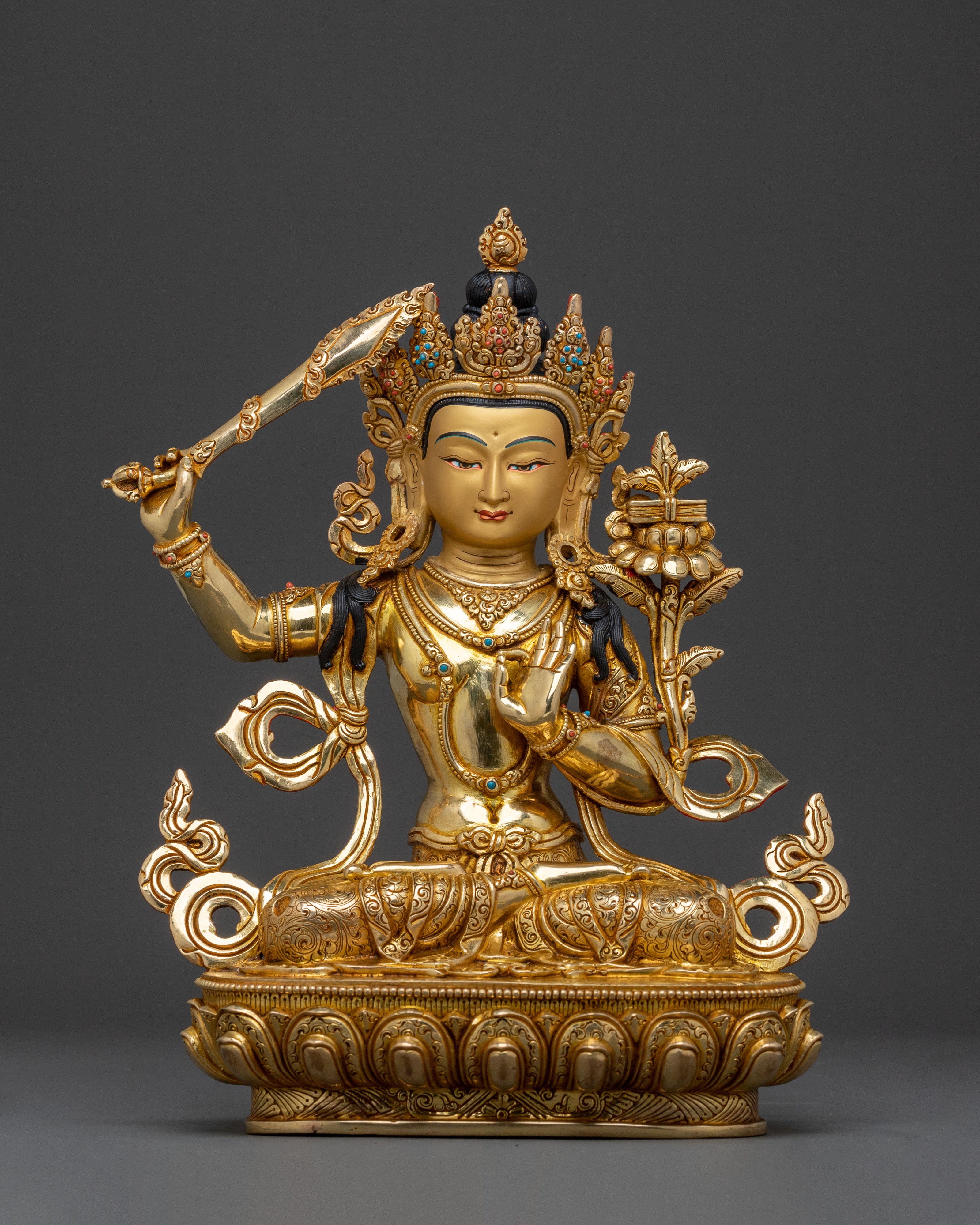 Manjushri Statue of Supreme Wisdom | 24K Gold Glided
