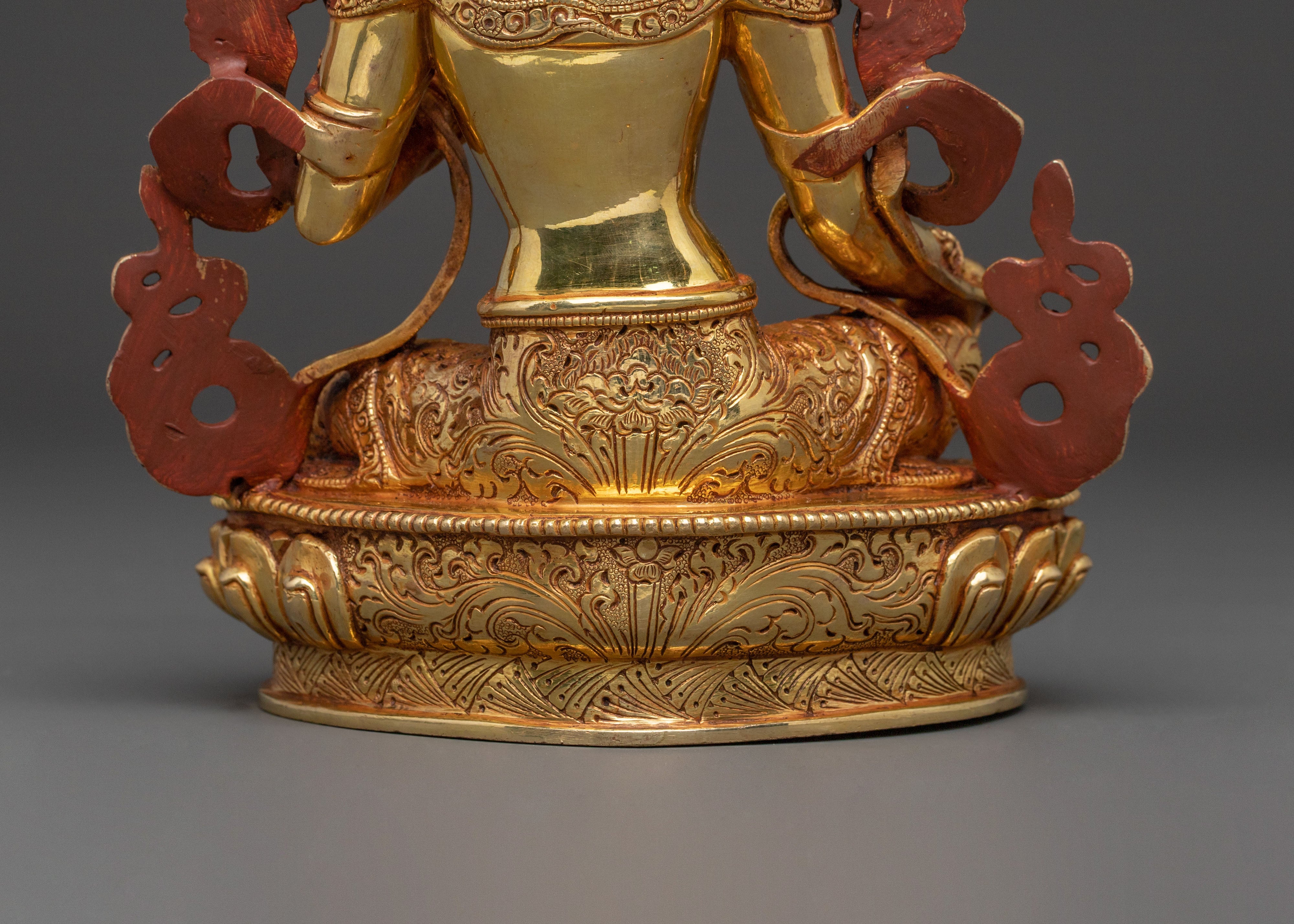 Green Tara Fearless Guardian Statue - 24K Gold Gilded