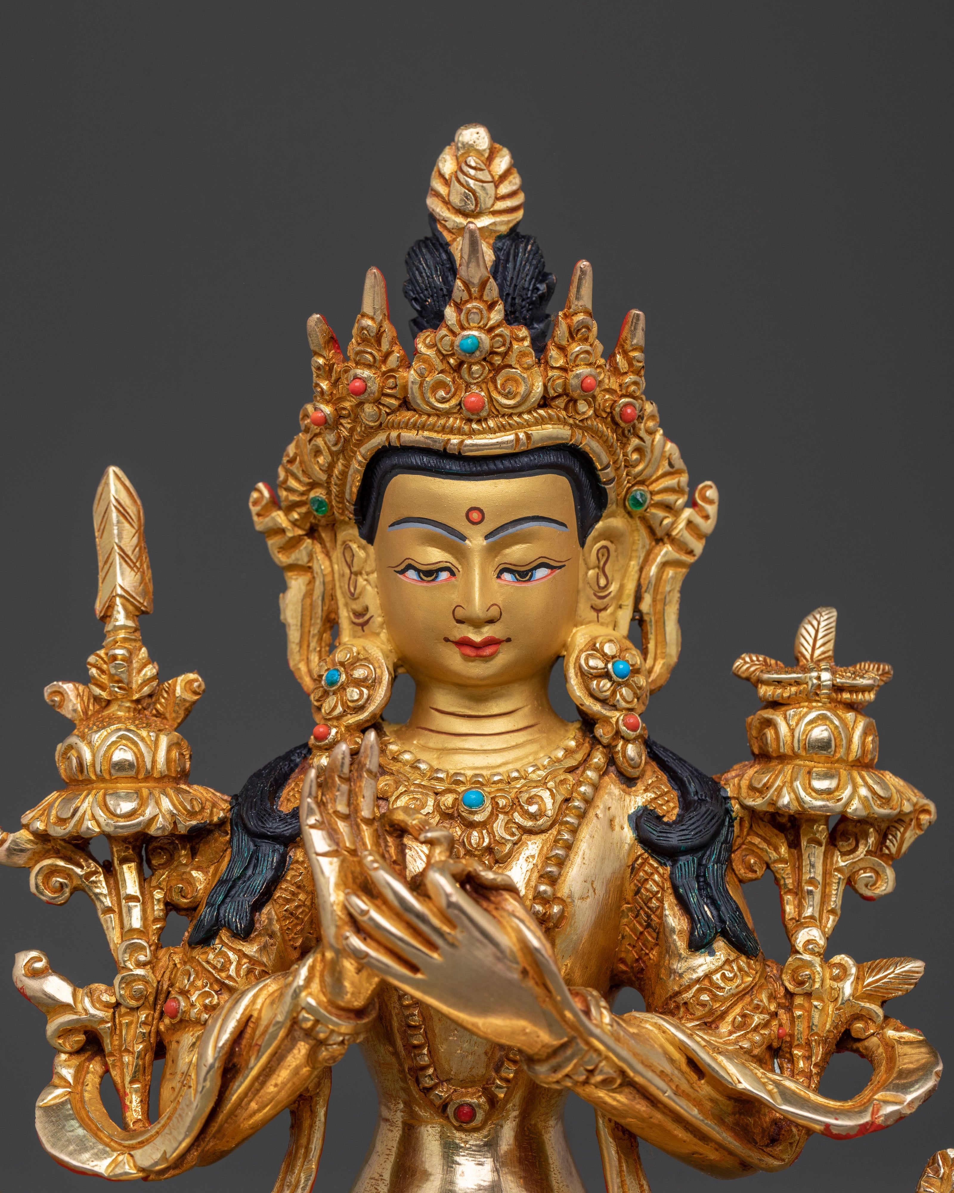 Tikshna Manjushri Statue of Divine Knowledge – 24K Gold Gilded
