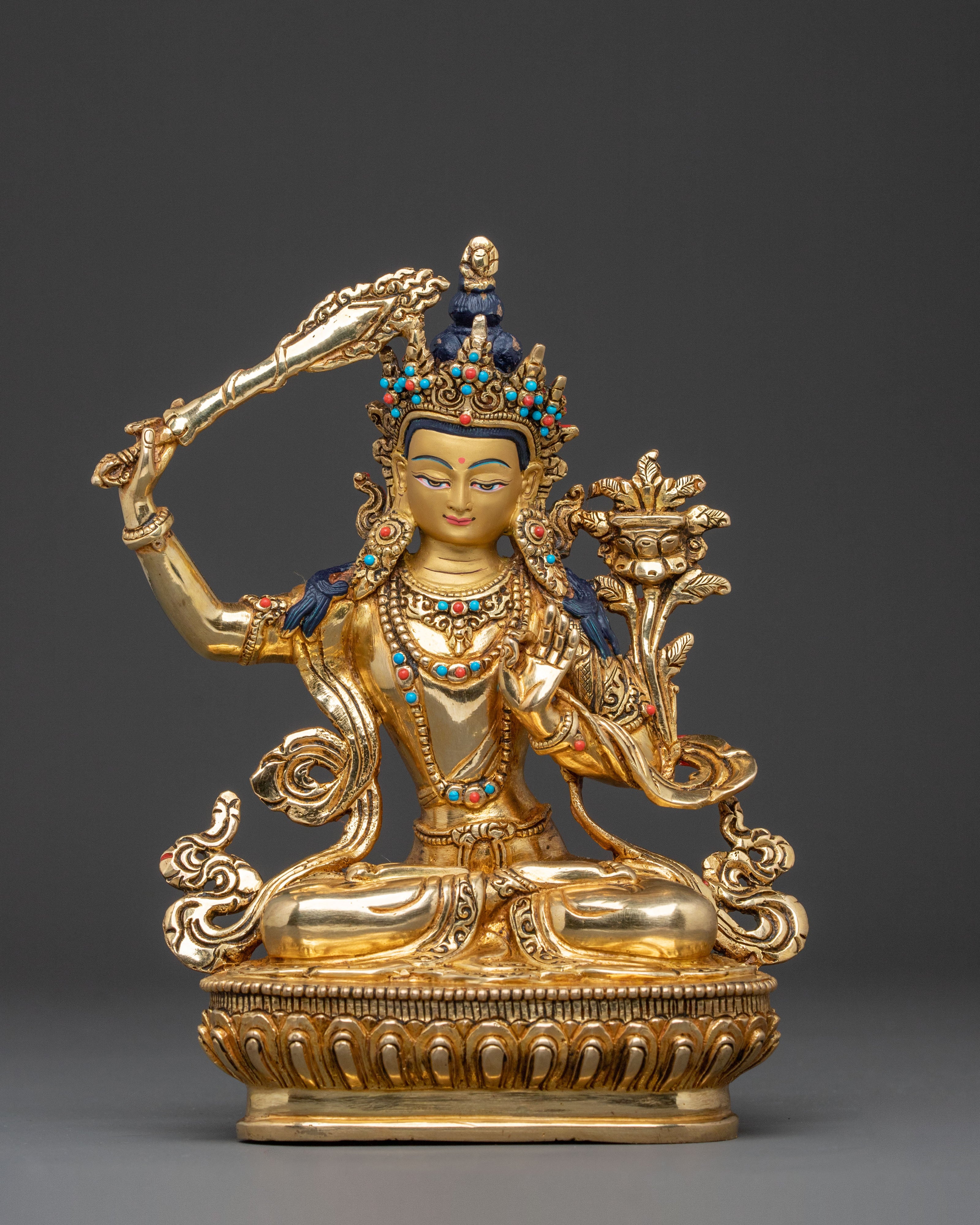 Manjushri Buddhist Altar Statue | Bodhisattva of Transcendent Insight and Clarity