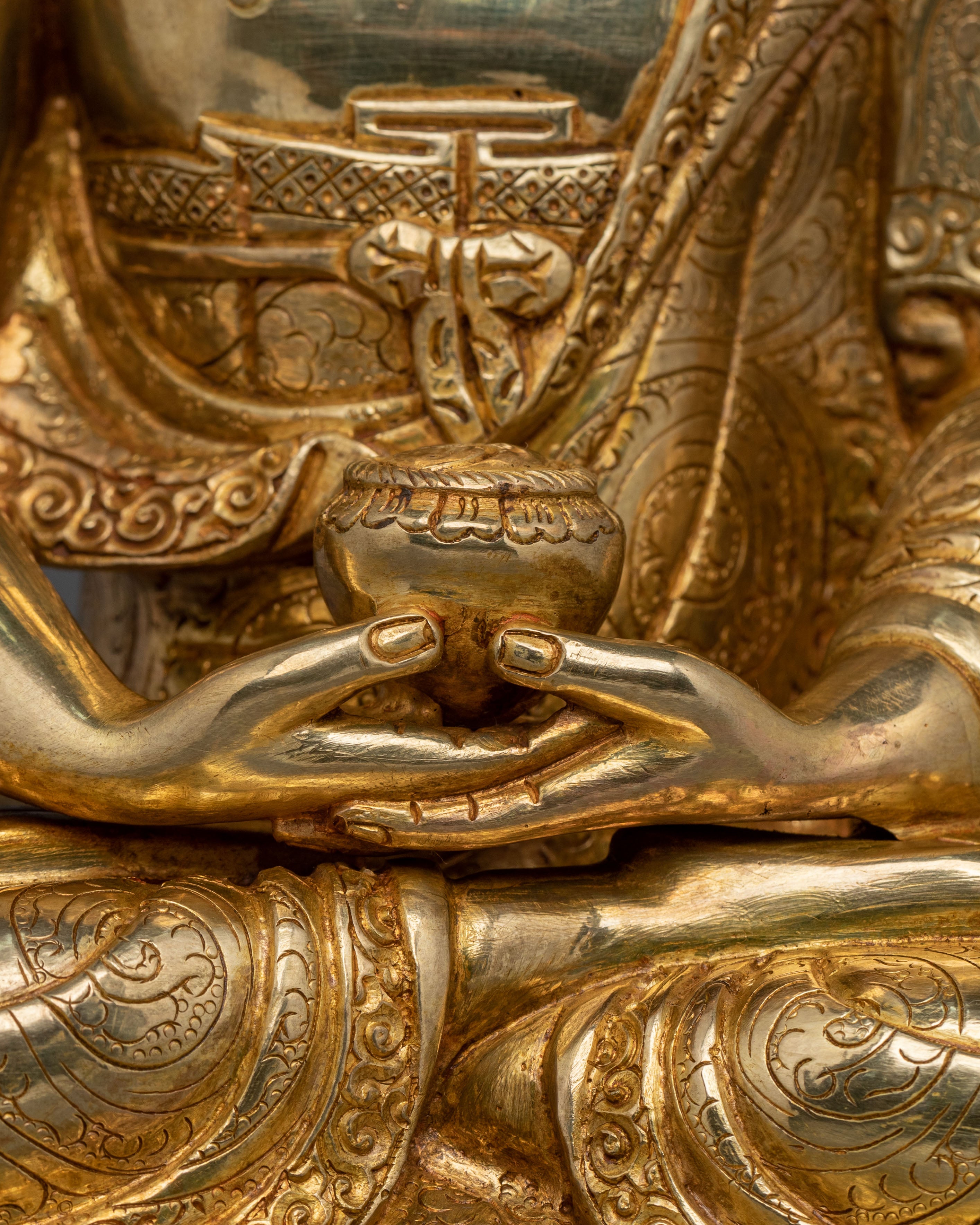 Sacred Amitabha Buddha Statue of Infinite Light - 24K Gold Gilded