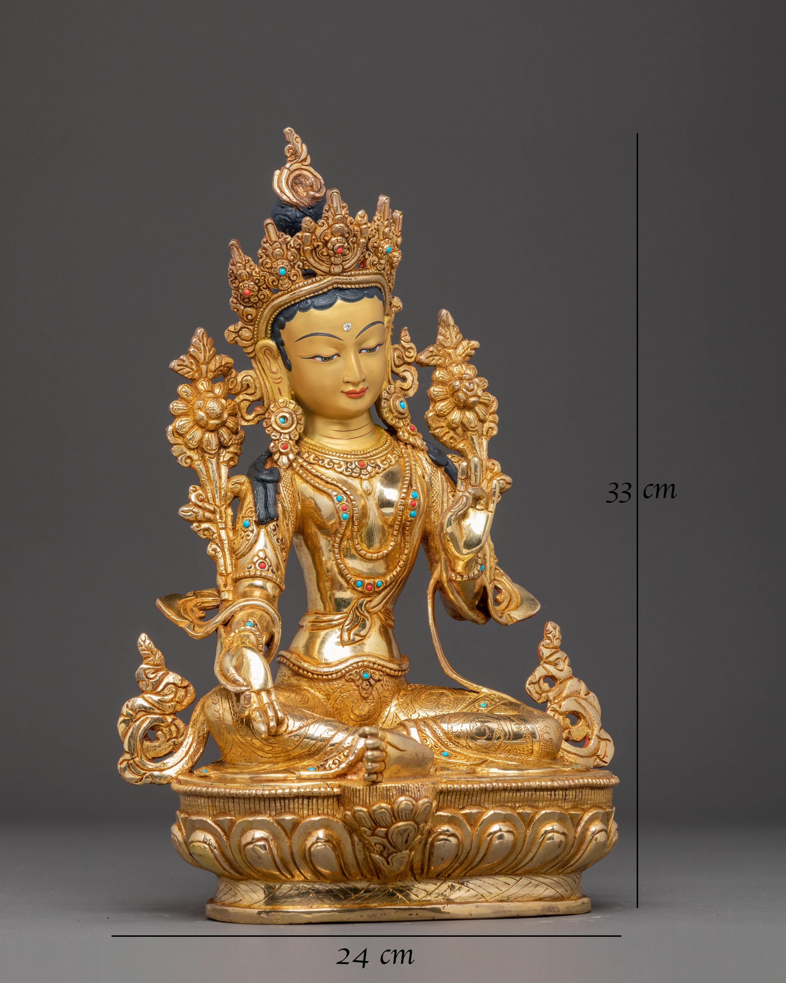 Green Tara Statue: Mother of Buddhas | Traditional Himalayan Sculpture