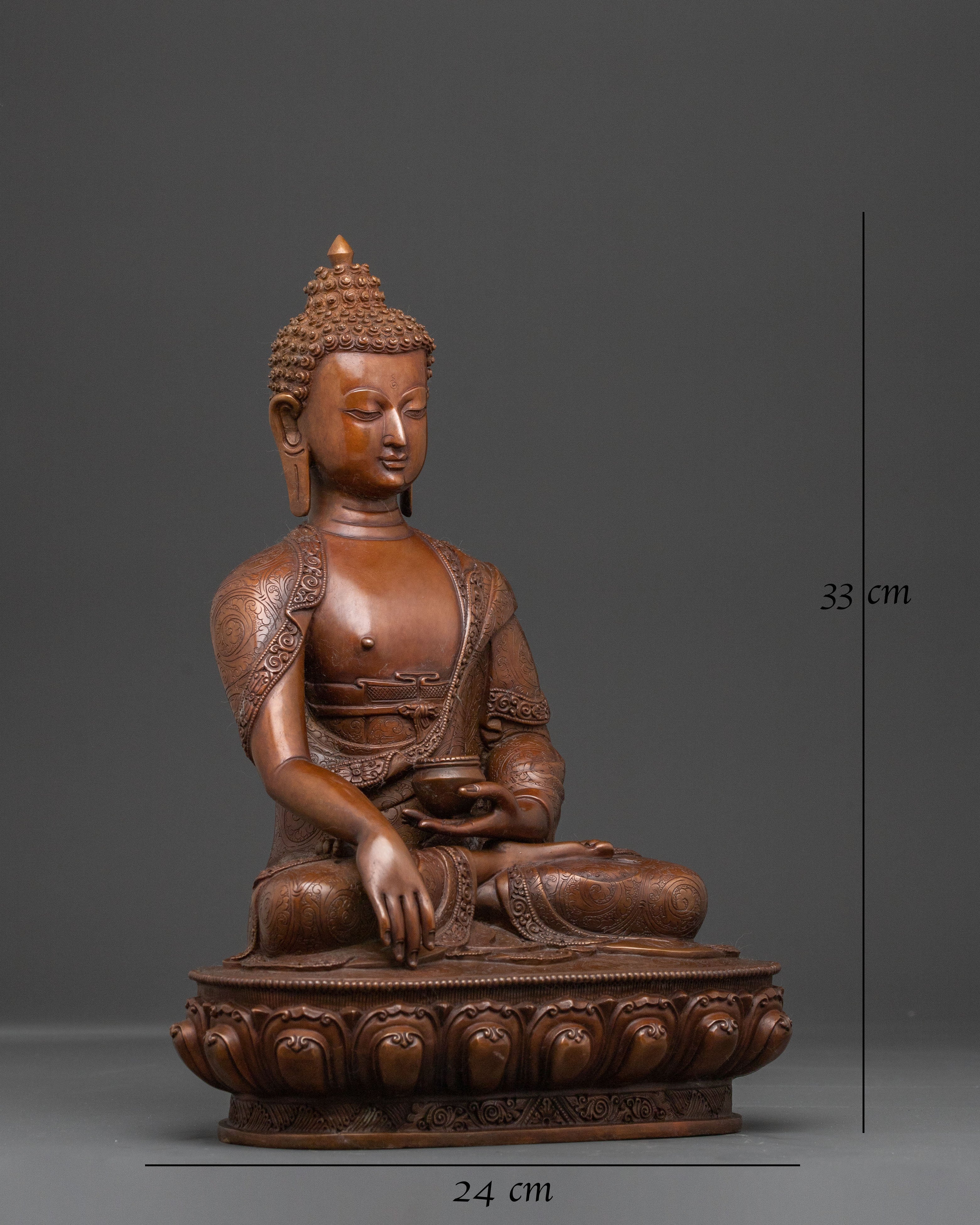 Traditional Shakyamuni Buddha Copper Statue | Oxidized Serenity