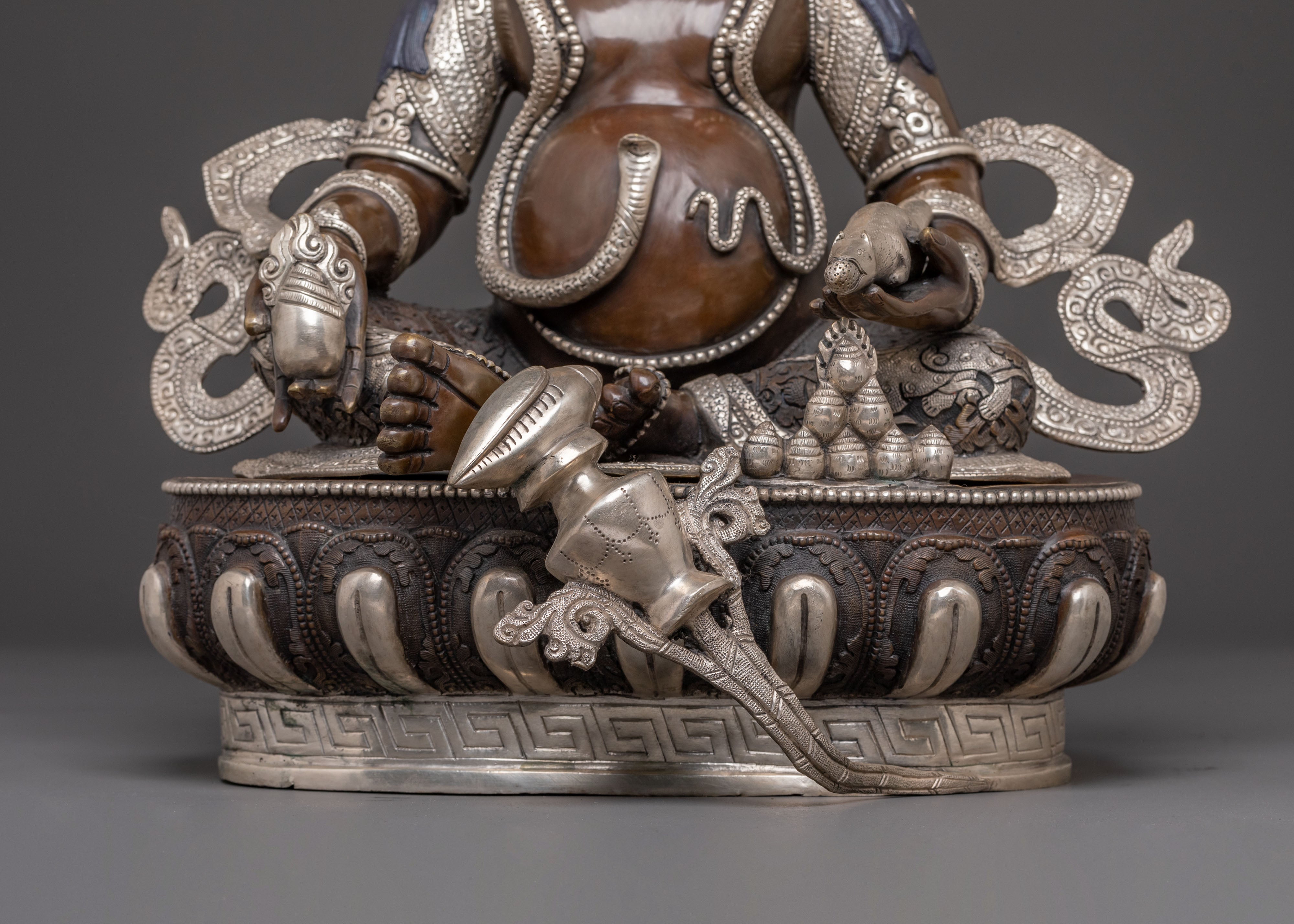 Dzambhala Sacred Statue: Masterfully Crafted Oxidized Copper