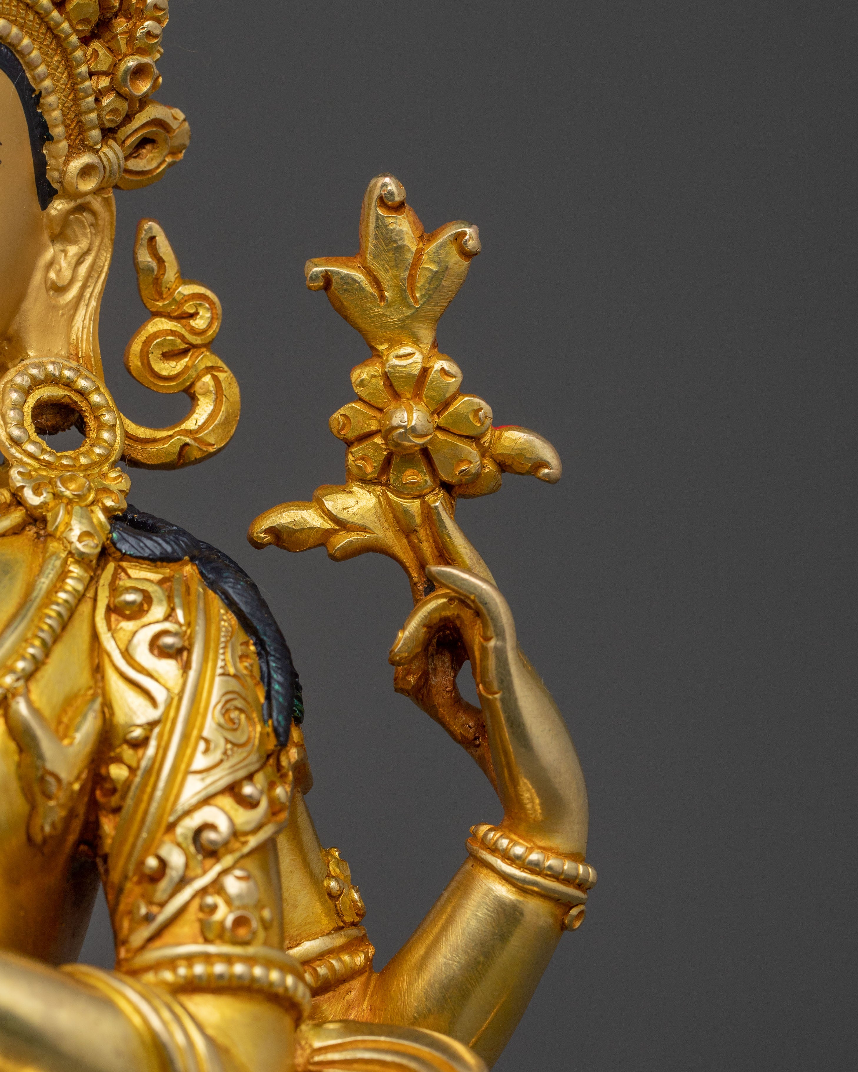 Sacred Chenrezig Four Armed Compassion Statue | 24K Gold Gilded
