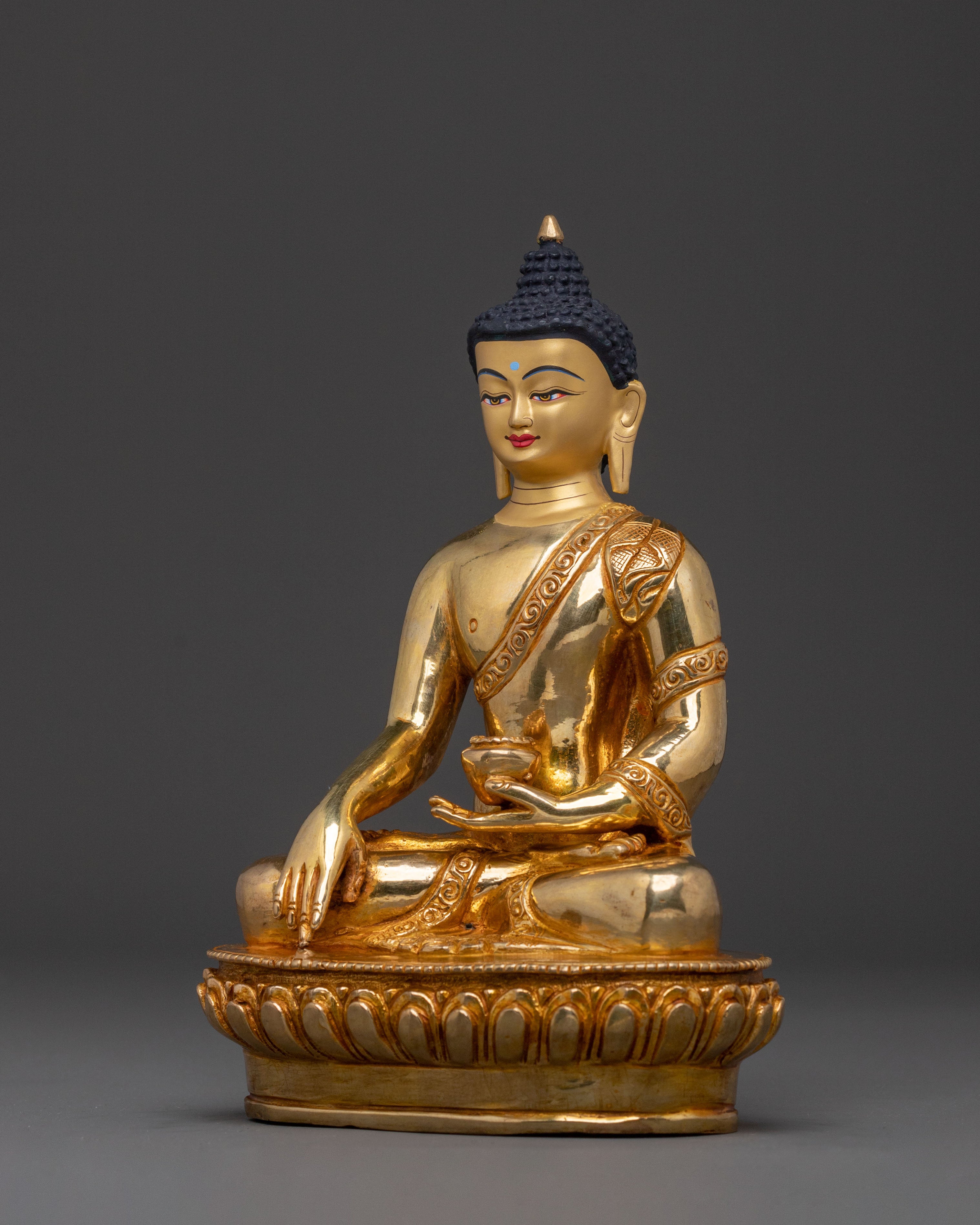 Shakyamuni Blessing Statue: 24K Gold Gilded