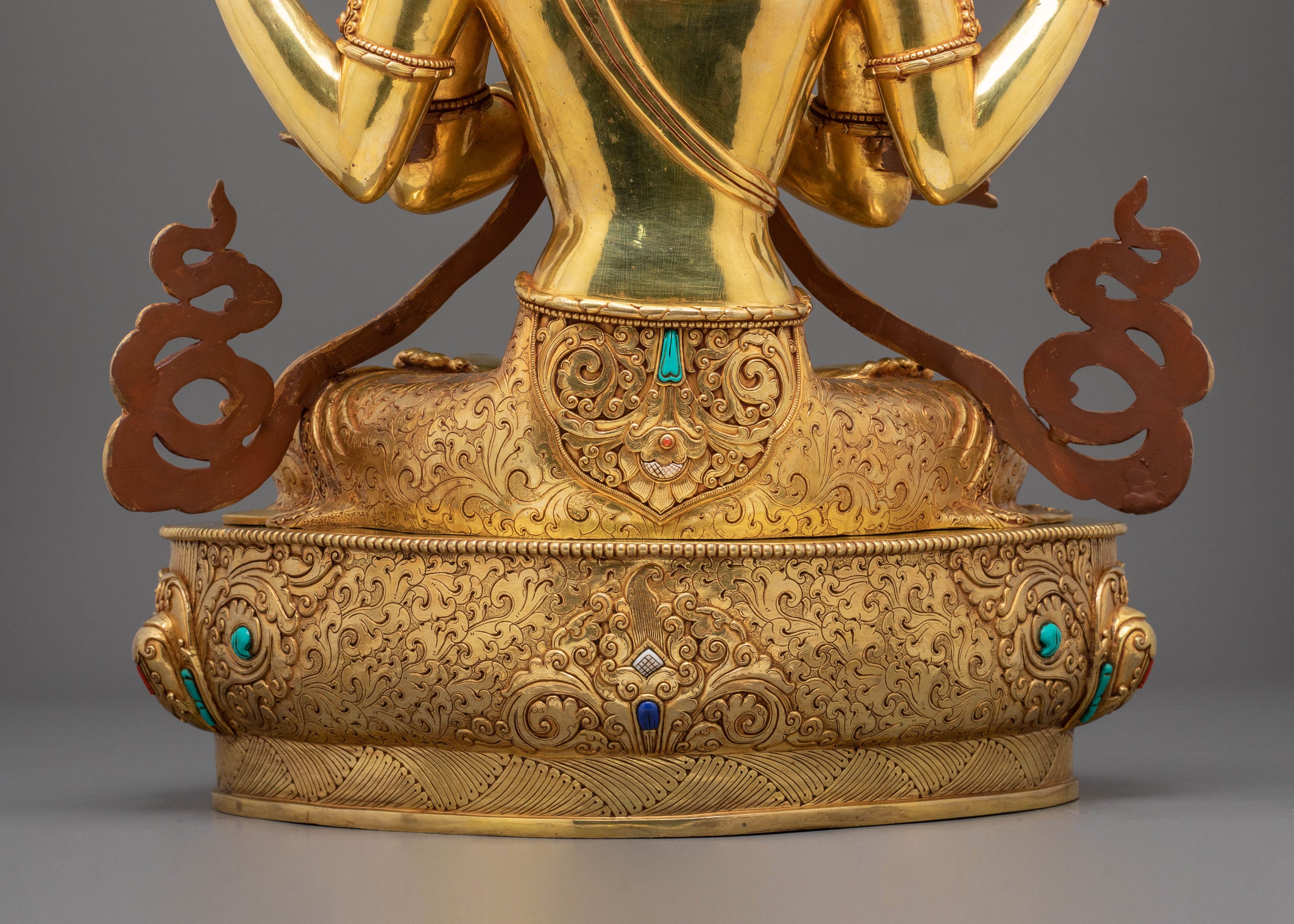 Four-Armed Chenrezig Statue | Exquisite 24K Gold Gilded Sculpture