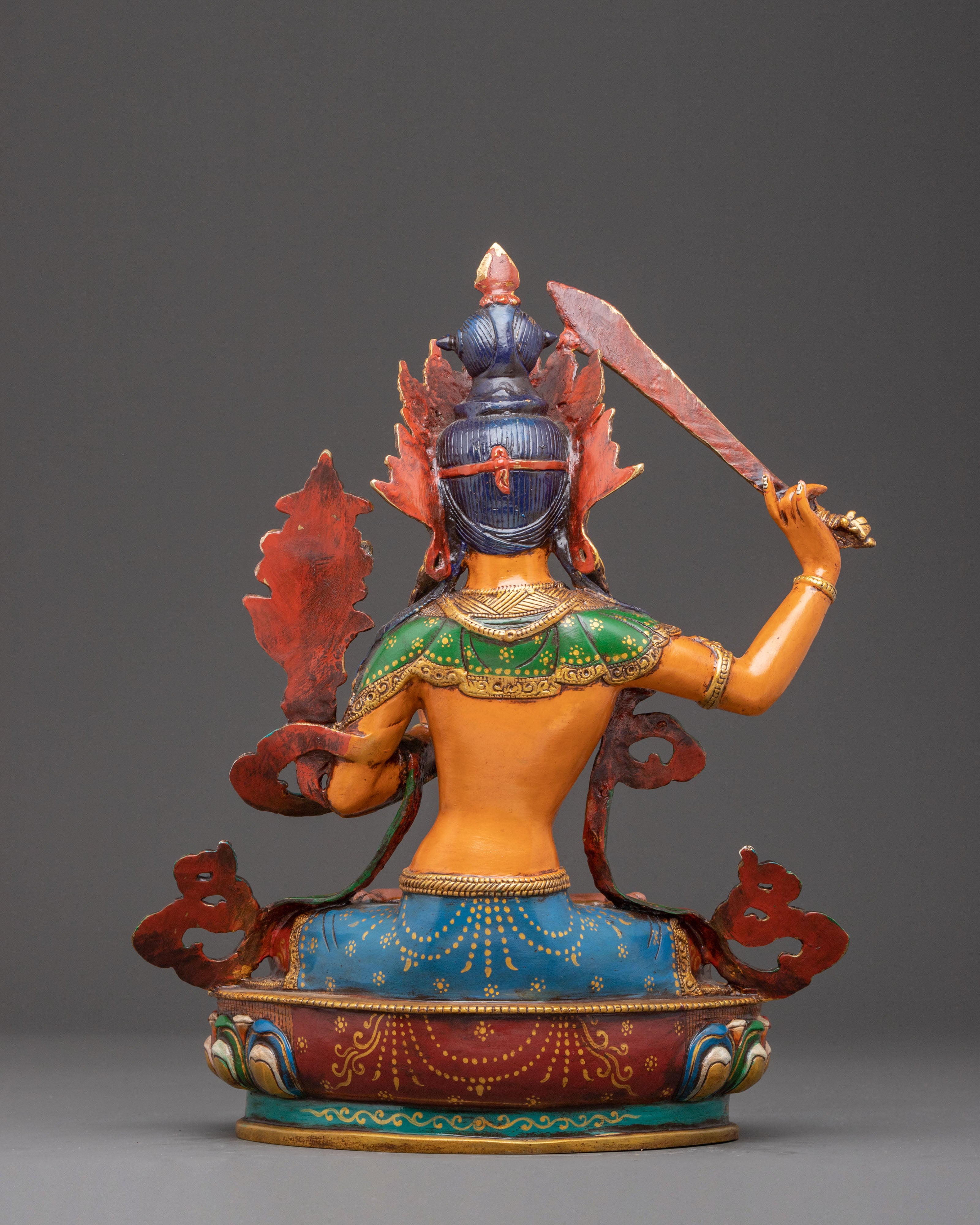 Handmade Statue of Bodhisattva Manjushri: Himalayan Artwork