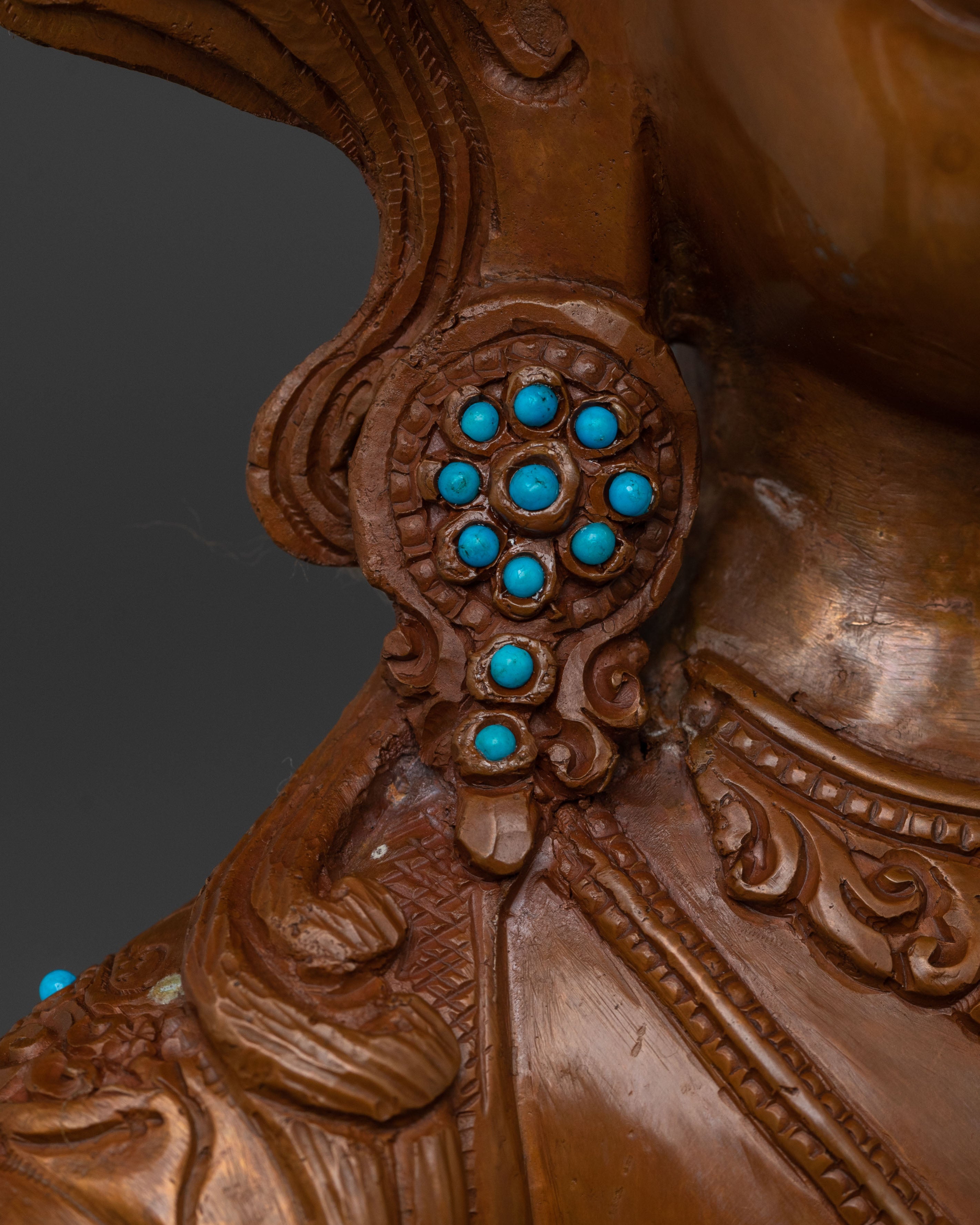 Handmade Manjushri Statue: Oxidized Copper Body