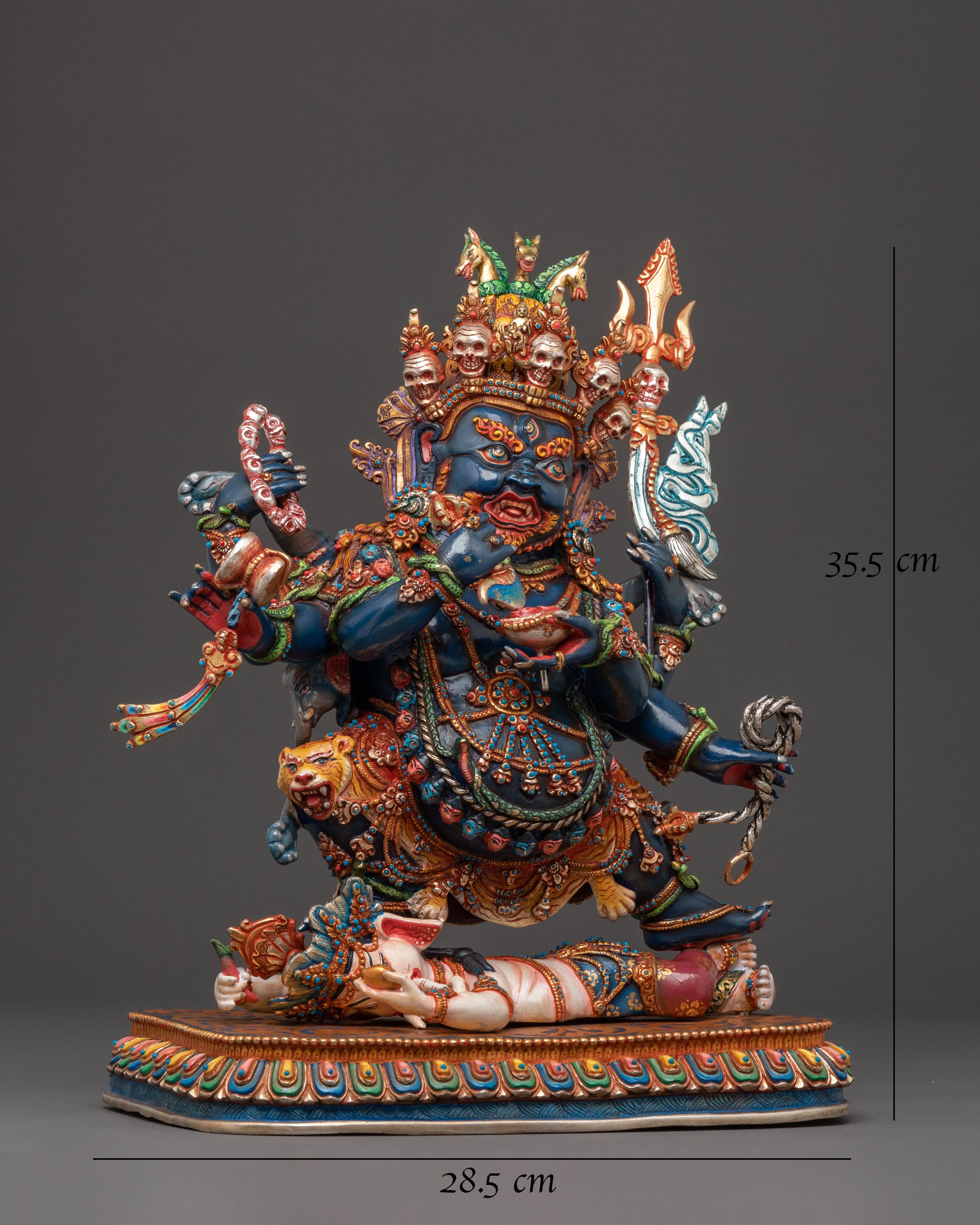 Mahakala Six Arms Protector Sculpture for Altar