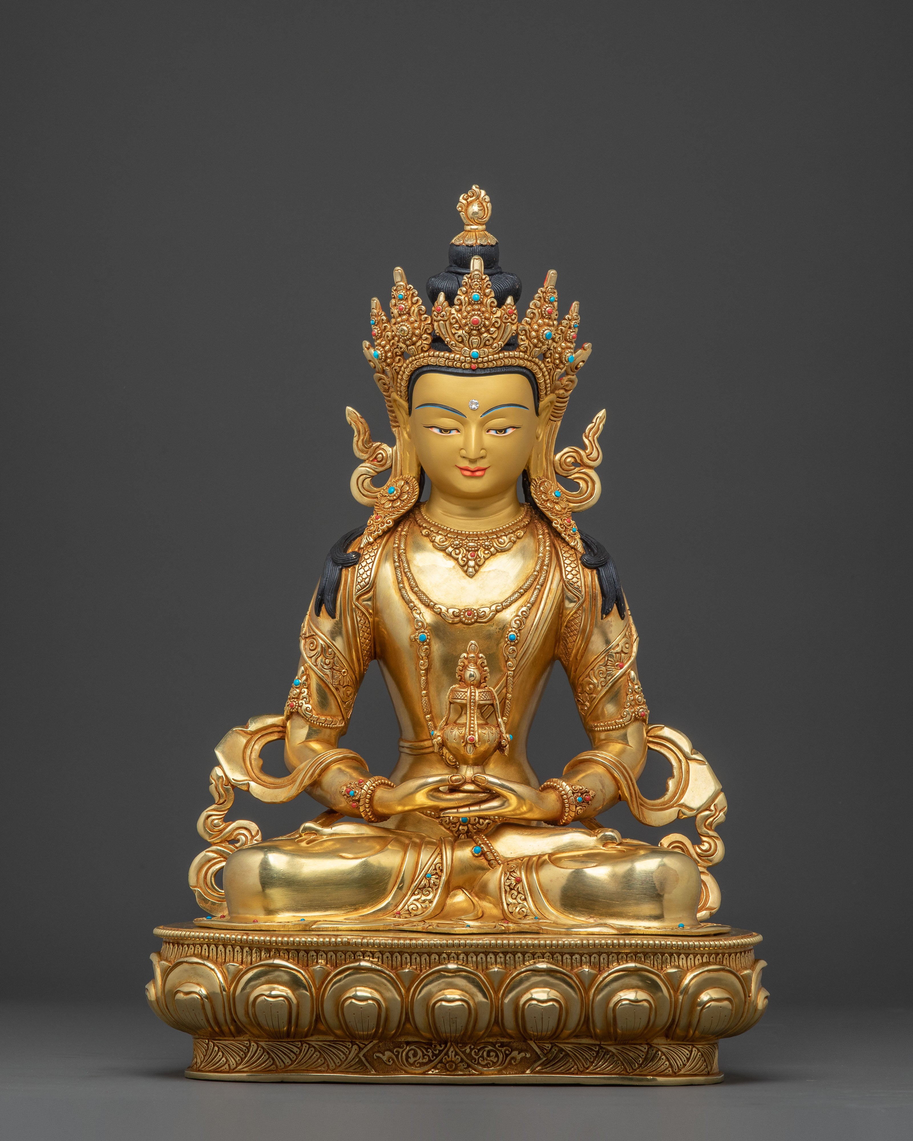 Amitayus Statue for Longevity – Hand-Gilded Copper