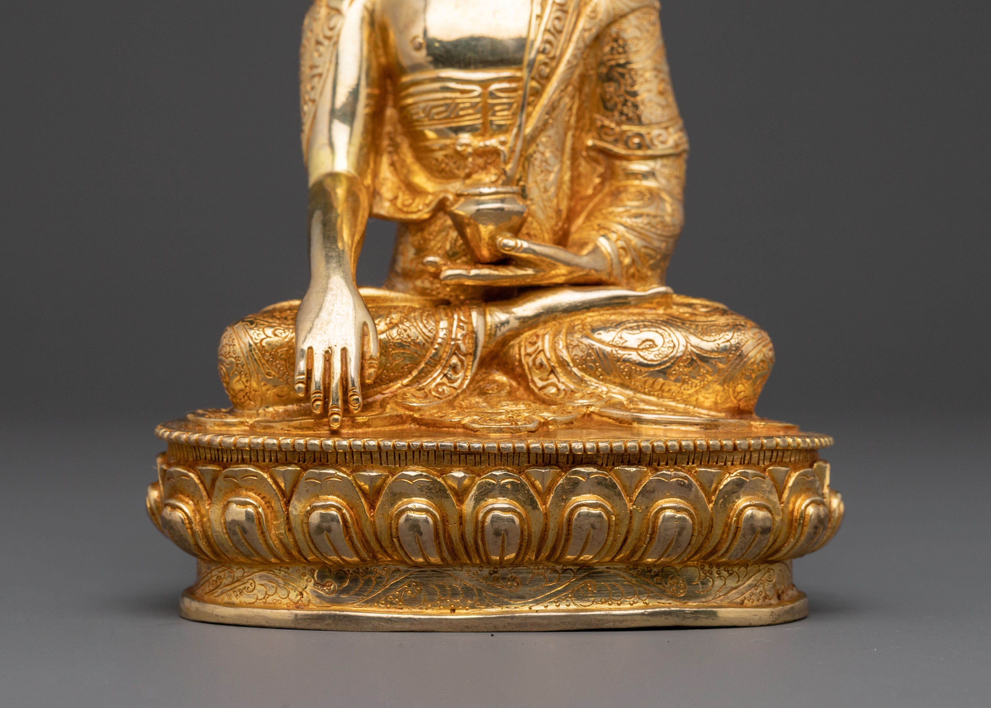 Timeless Statue of Shakyamuni Buddha - 24K Gold Gilded Statue