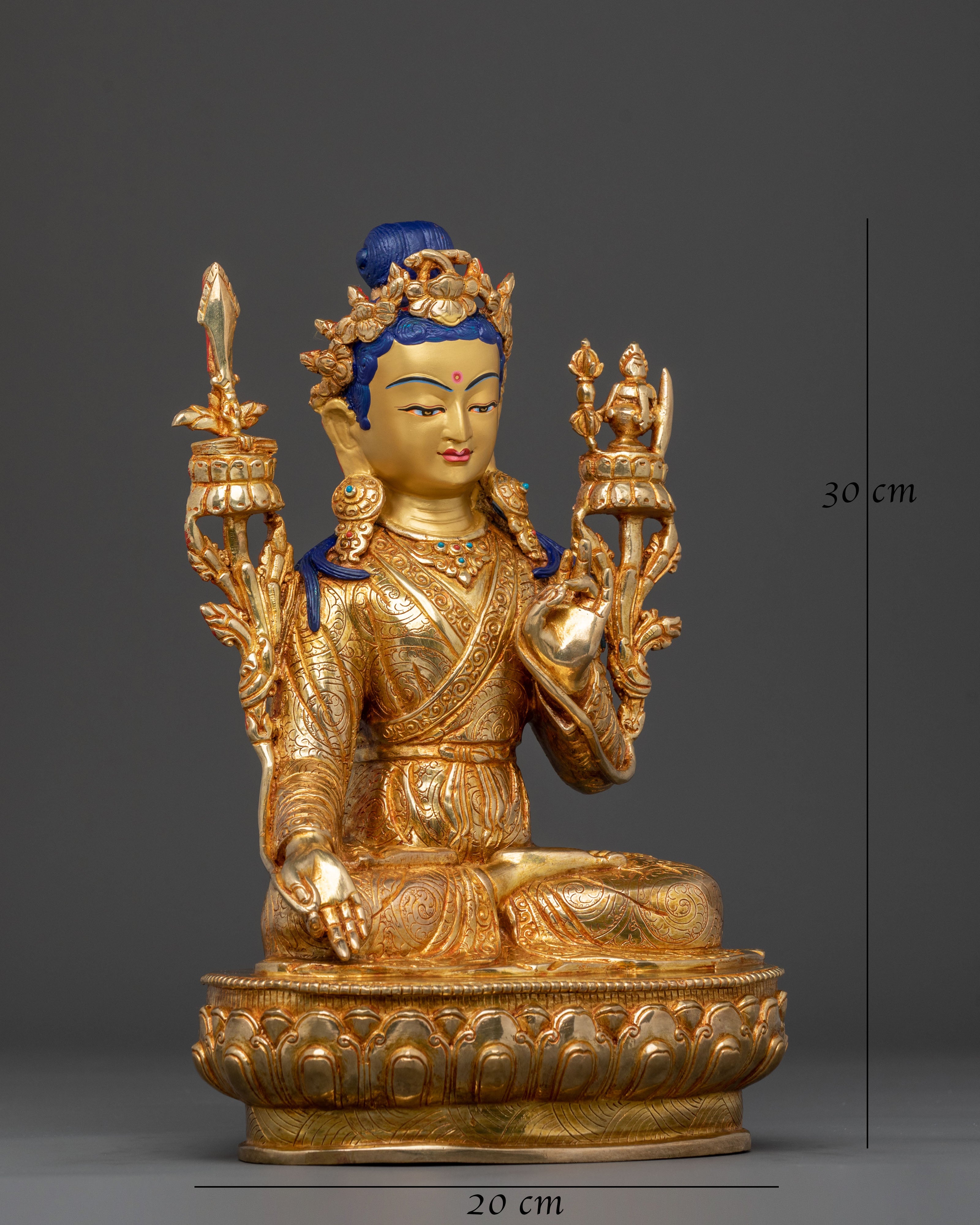 Majestic Yuthok Yonten Gonpo Sculpture | 24K Gold Gilded