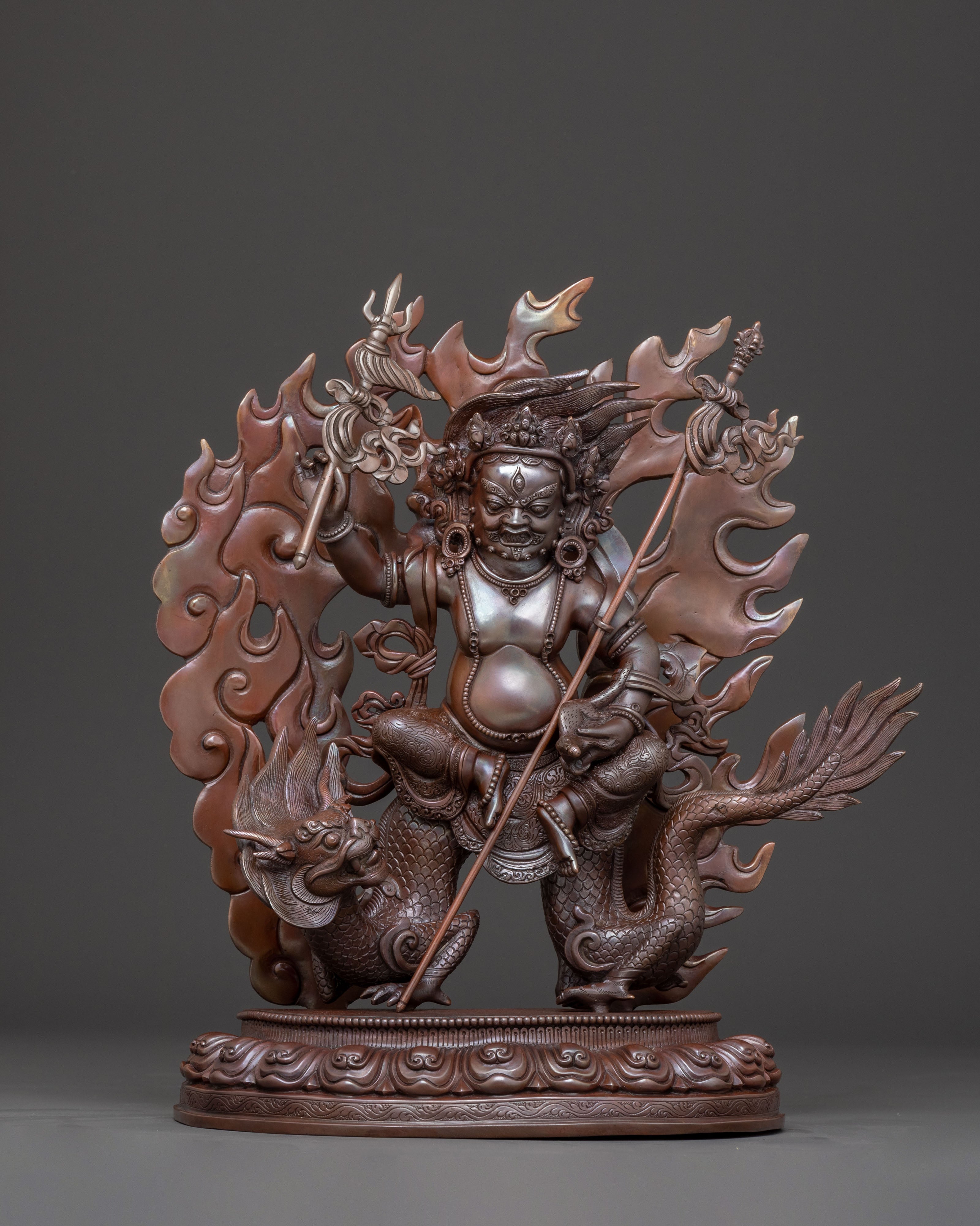 White Dzambhala Abundance Statue | Oxidized Copper Art