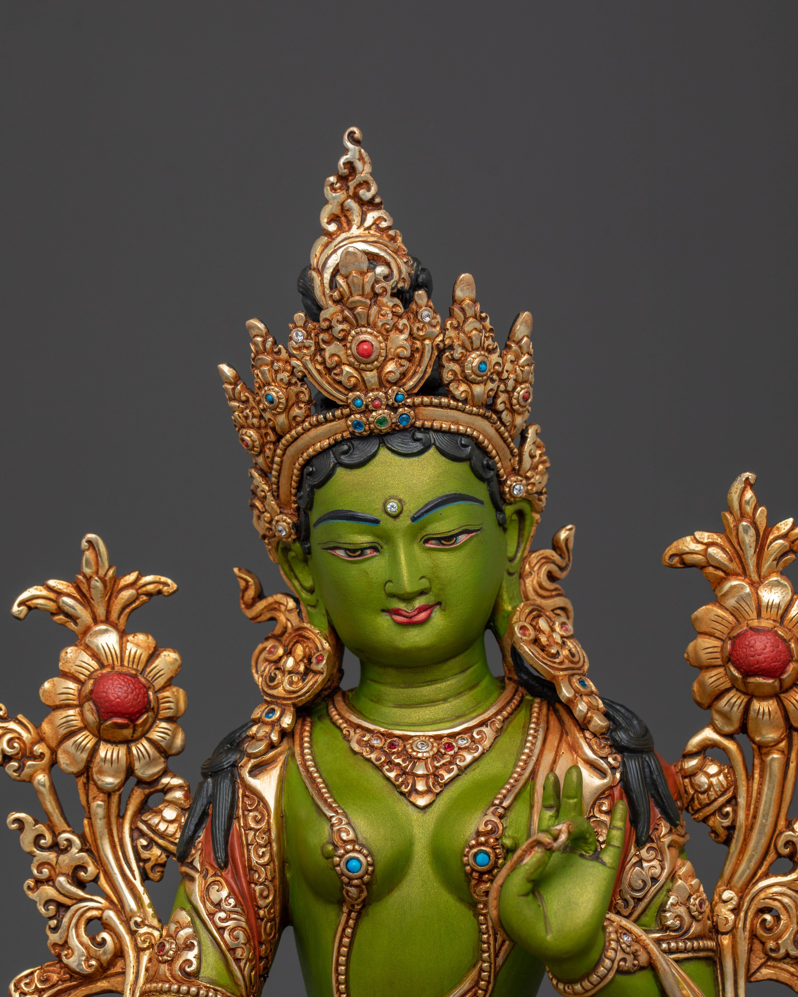 Green Tara Copper Statue | Handcrafted Serenity