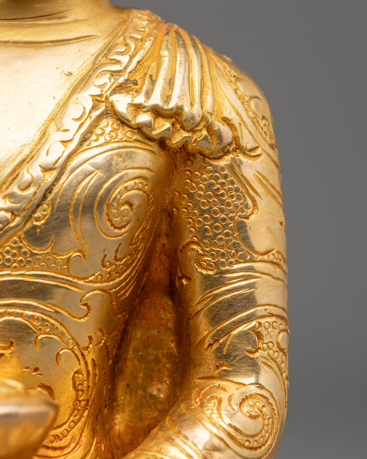 Shakyamuni Buddha Sculpture | 24K Gold Gilded