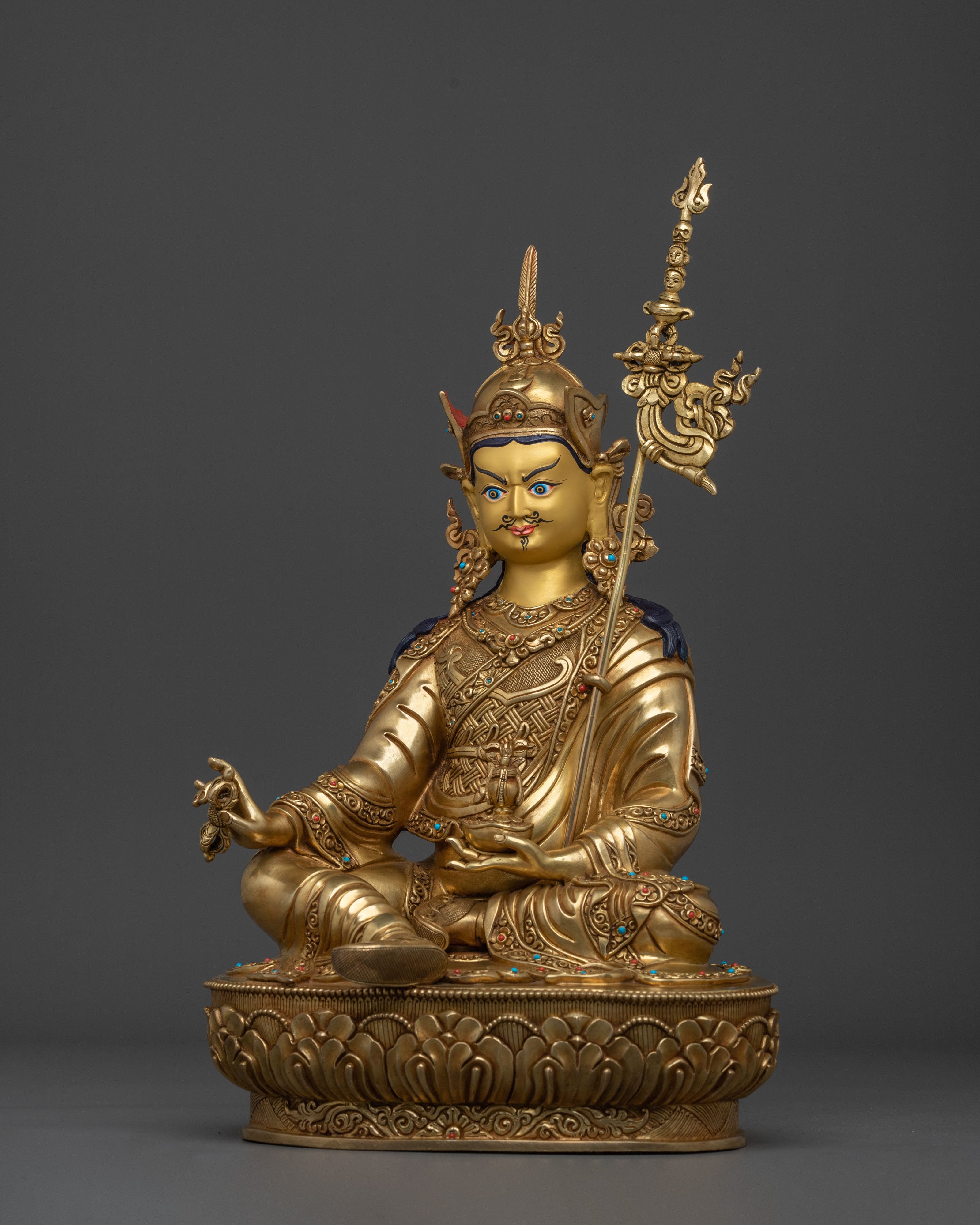 Guru Rinpoche Statue | Exquisitely 24K Gold Gilded