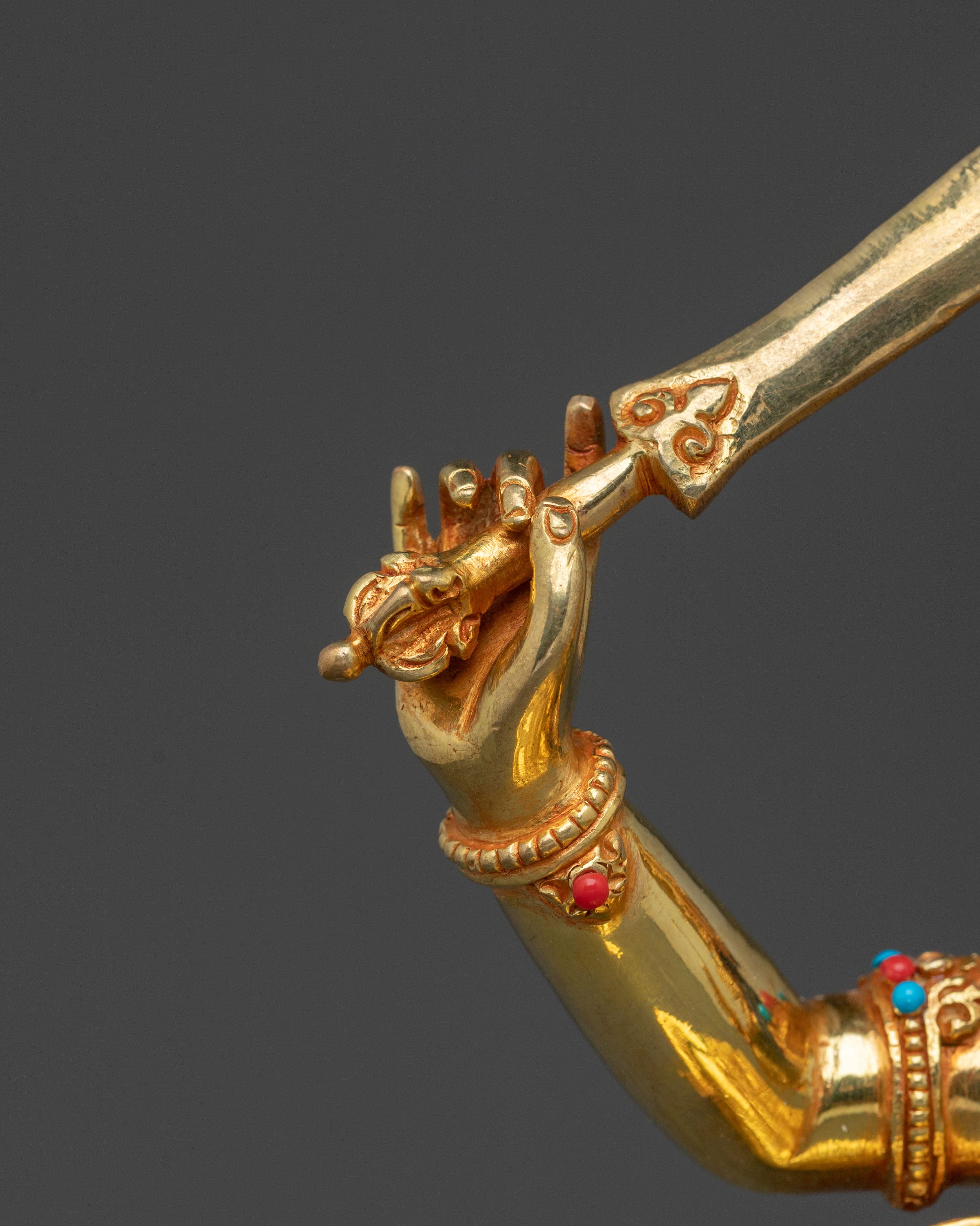manjughoṣa sacred sculpture with 24K Gold Gilding