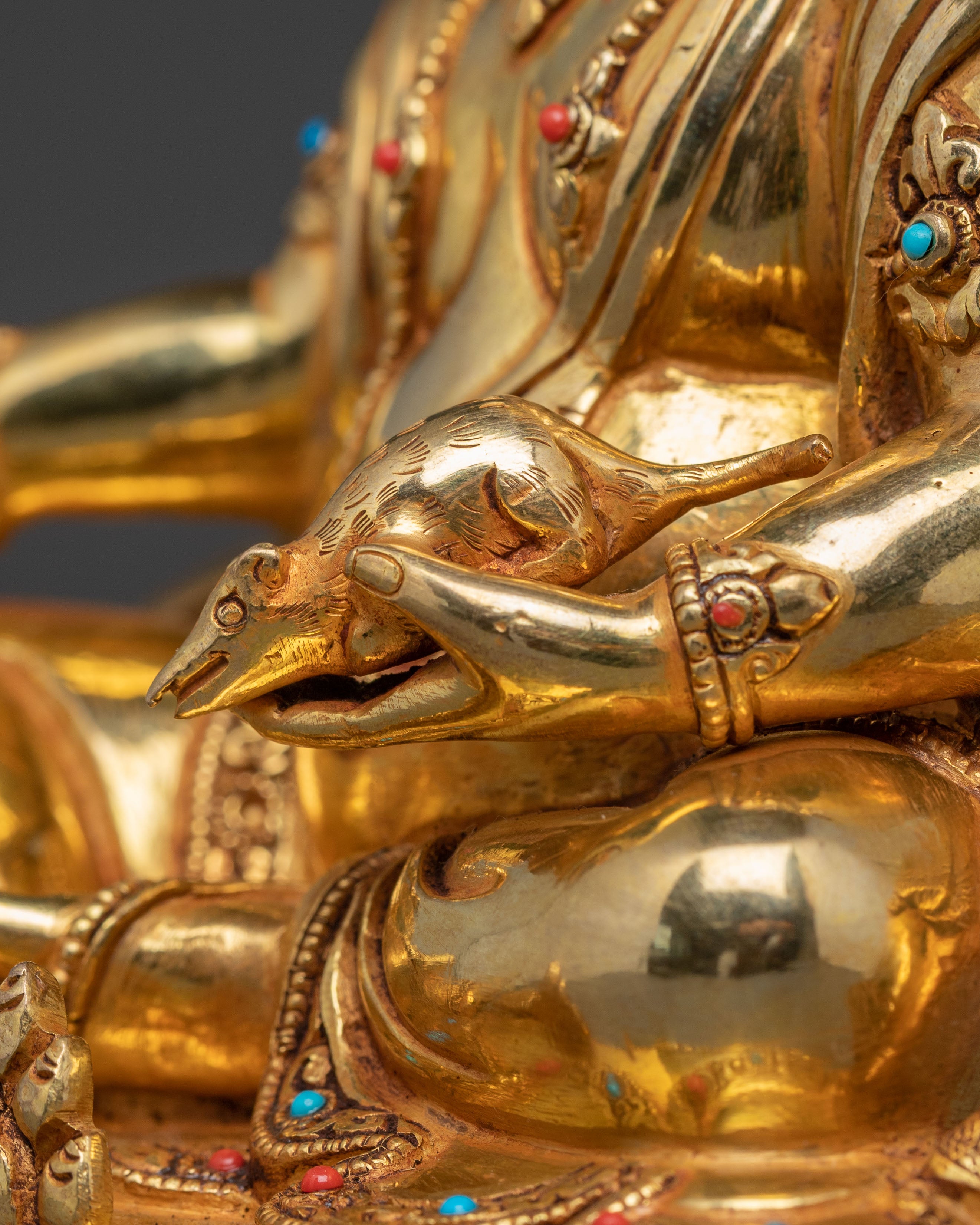 24K Gold Glided Kuber Dzambhala Statue | Traditional Tibetan Icon