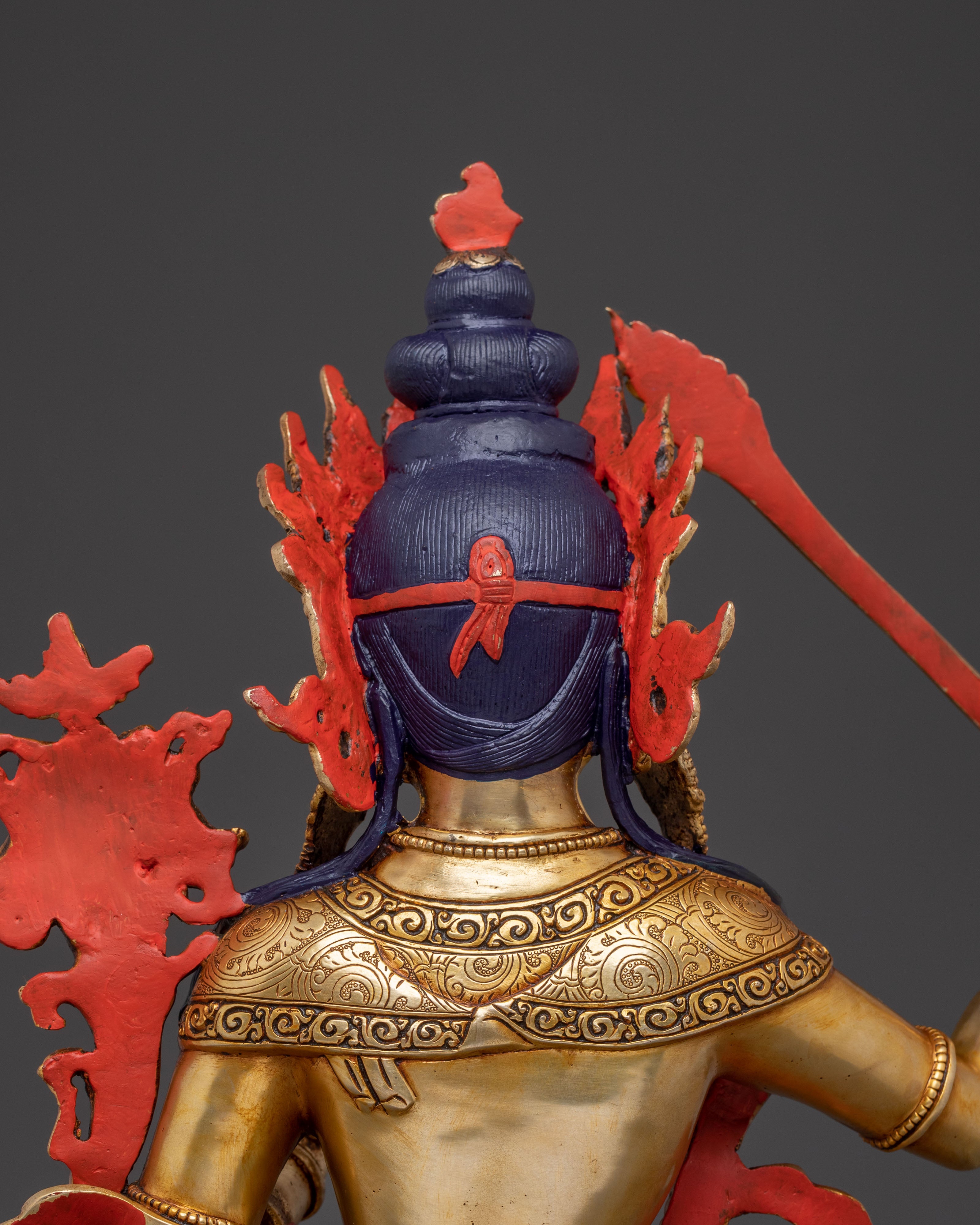 Manjushri: Radiant 24K Gold Gilded Statue of Wisdom Bodhisattva Manjughosa