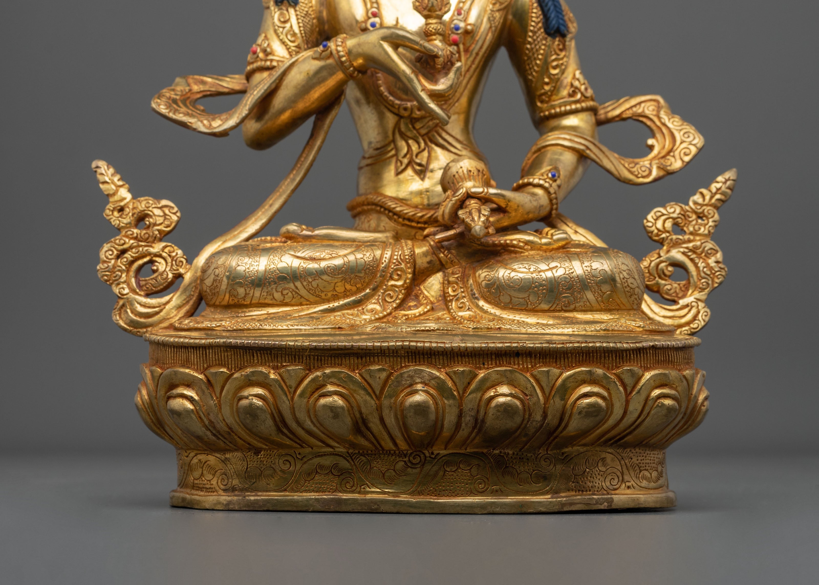 Vajrasattva Golden Statue Adorned with Gemstones