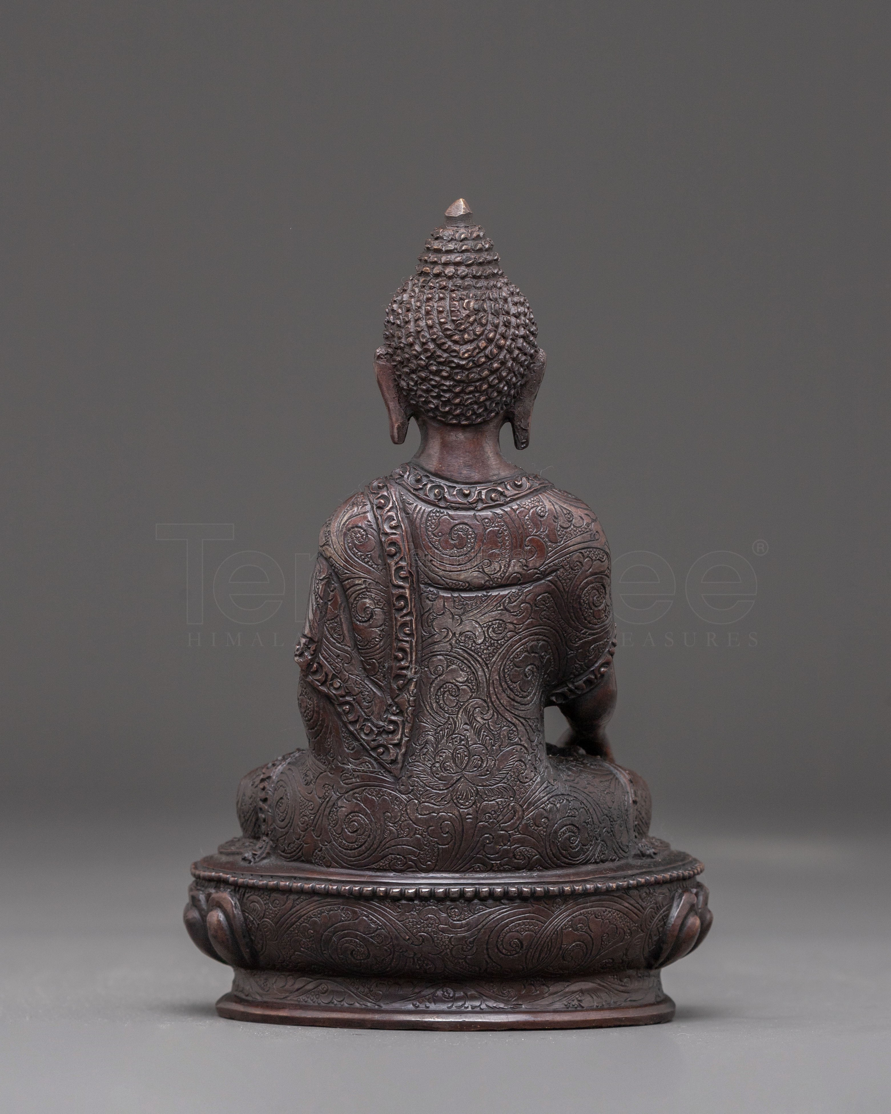 Handmade Shakyamuni Buddha Oxidized Copper Statue | Traditional Himalayan Art