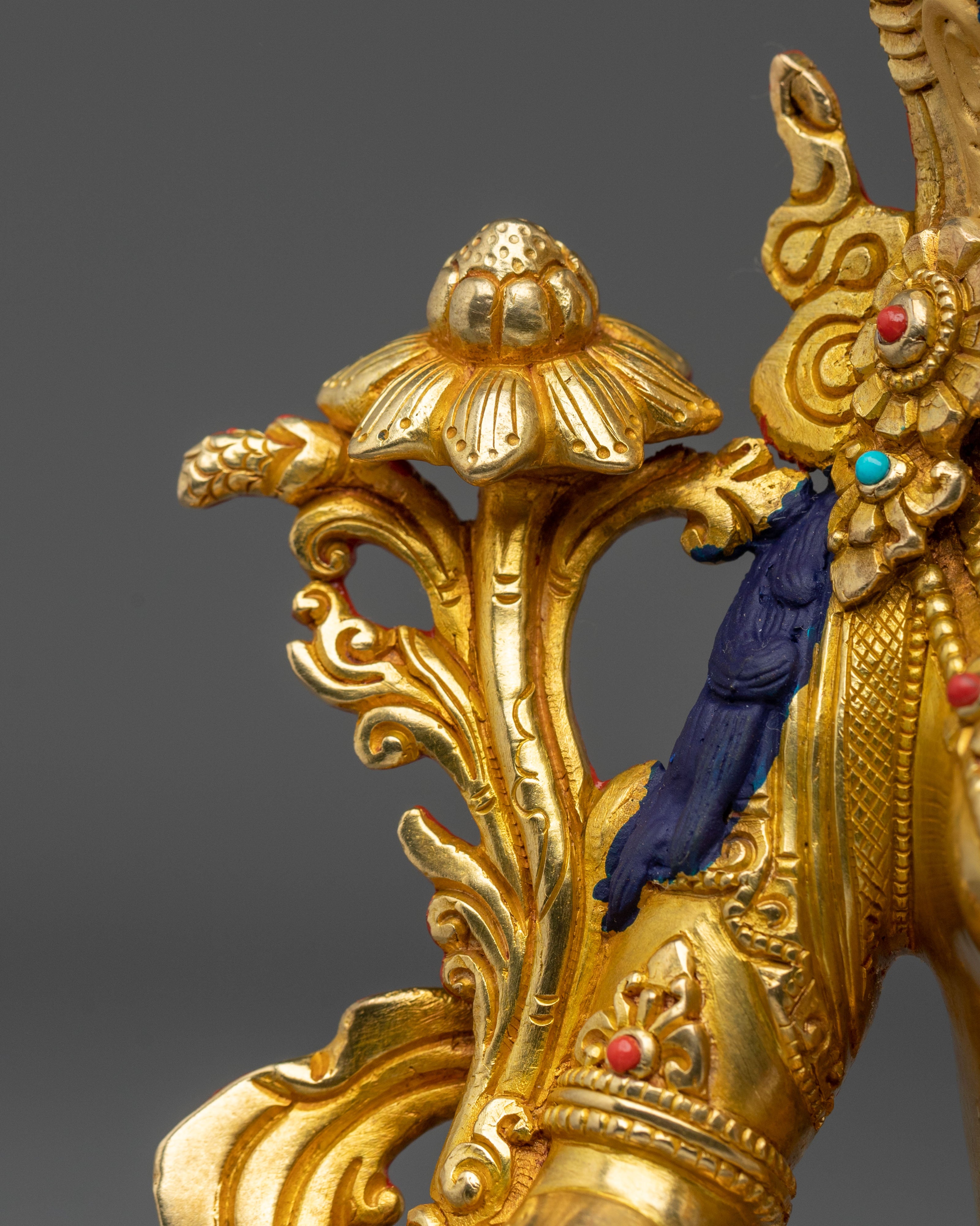 Green Tara Statue: 24K Gold Gilded