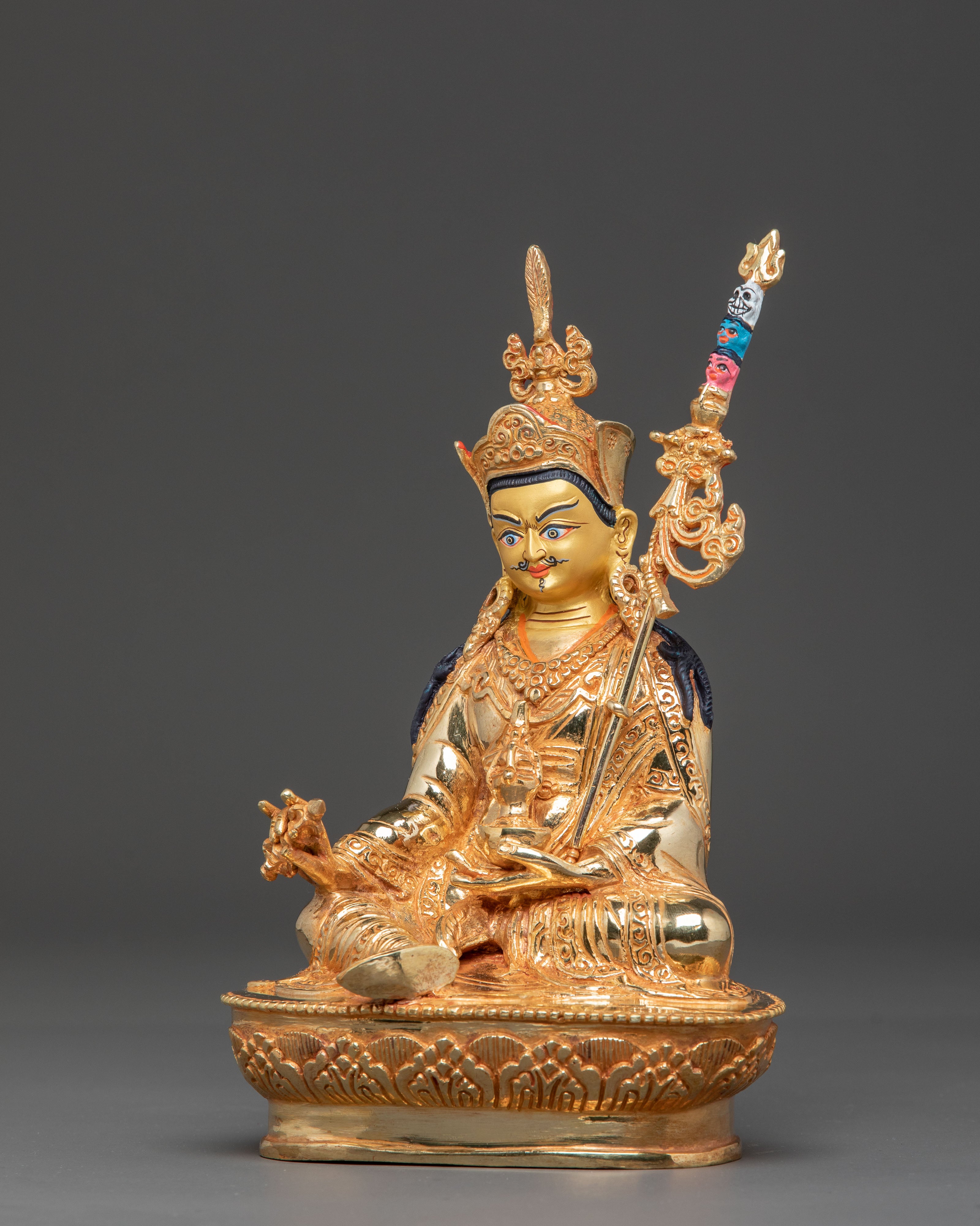 Master Piece Guru Rinpoche Handmade Statue – 24K Gold Gilded Artistry