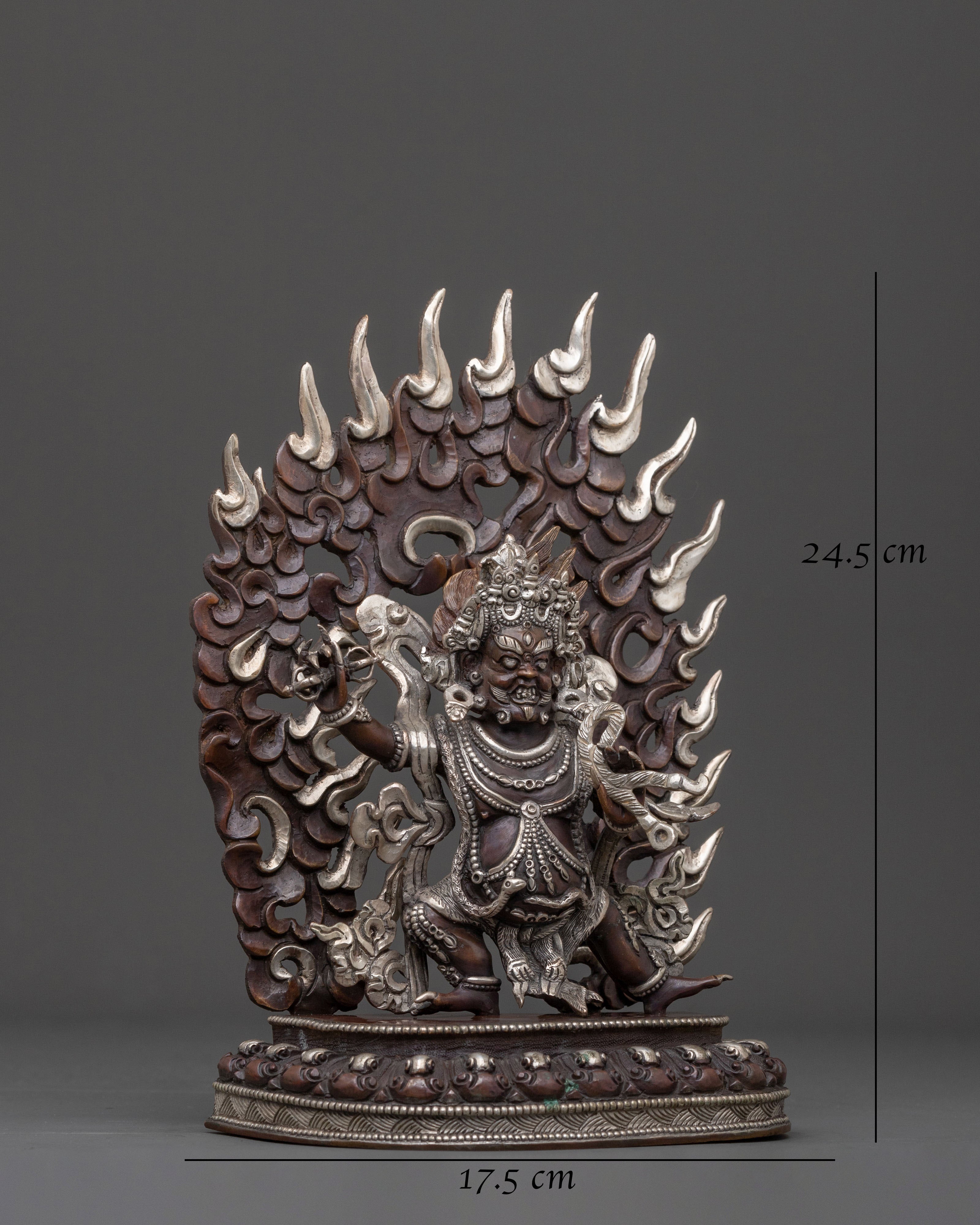 Vajrapani Himalayan Statue in Oxidized Copper and Silver