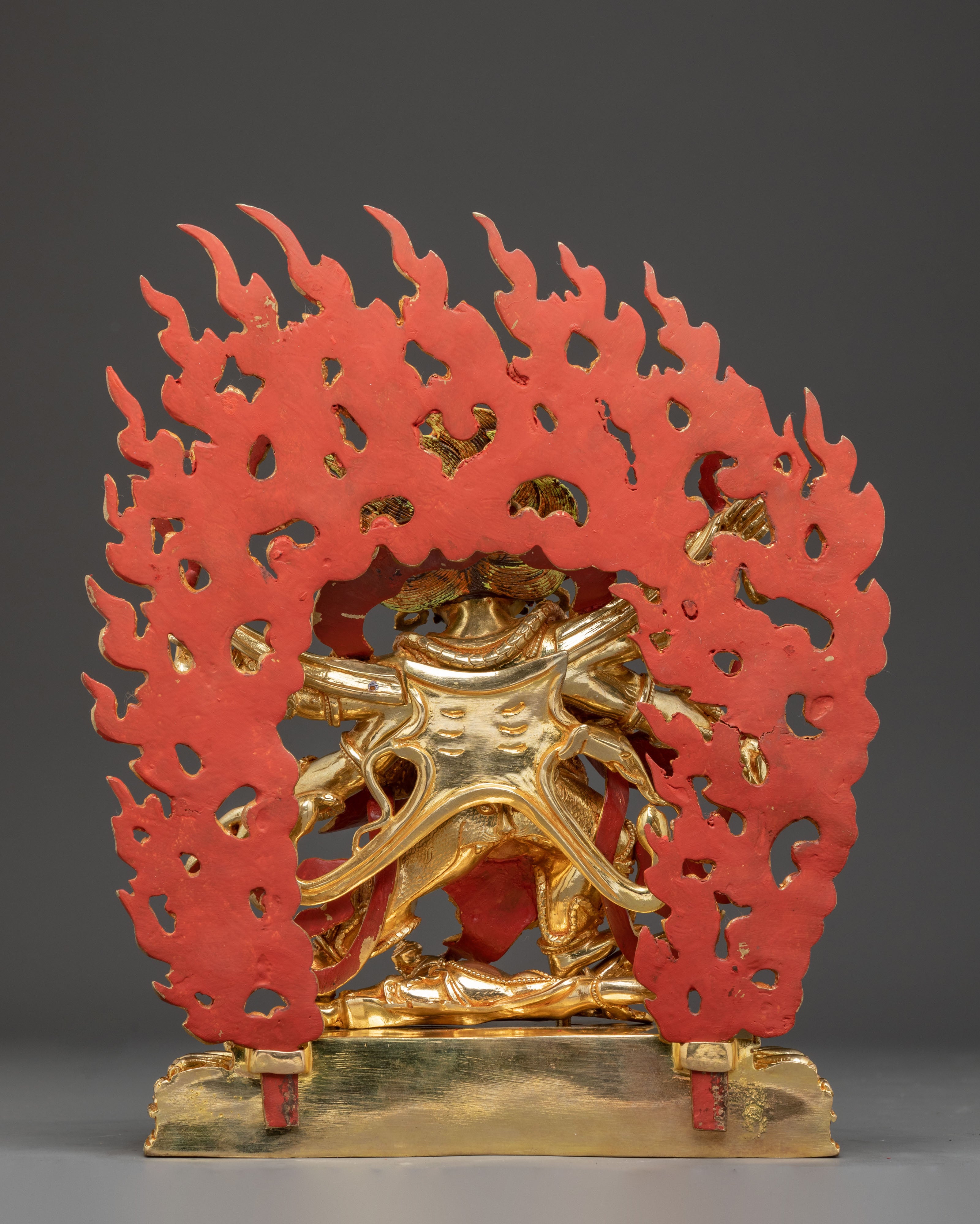 Golden Statue of Protector Six-Armed Mahakala | Wrathful Guardian