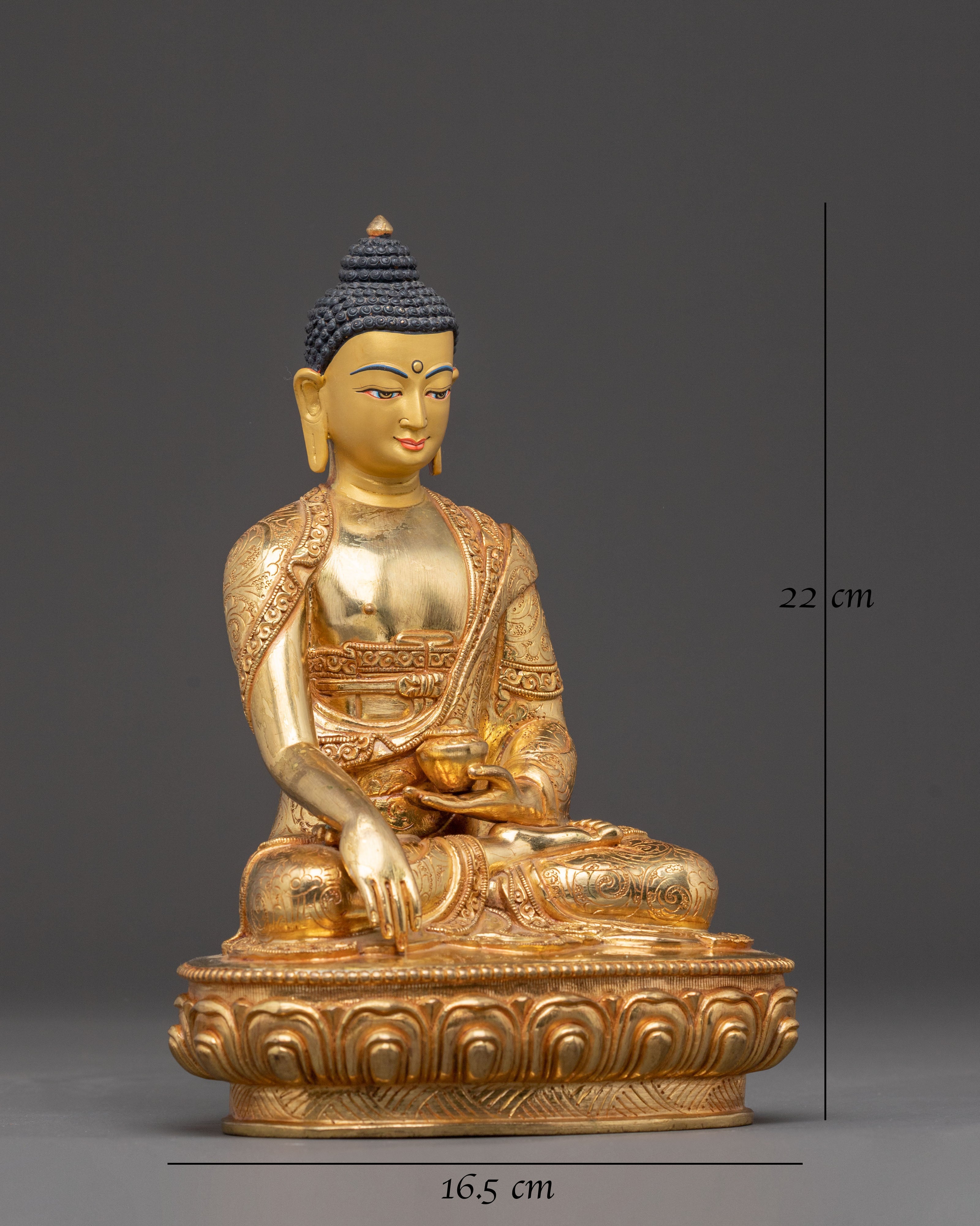 Divine Shakyamuni Buddha Statue - Hand-Gilded Copper Art