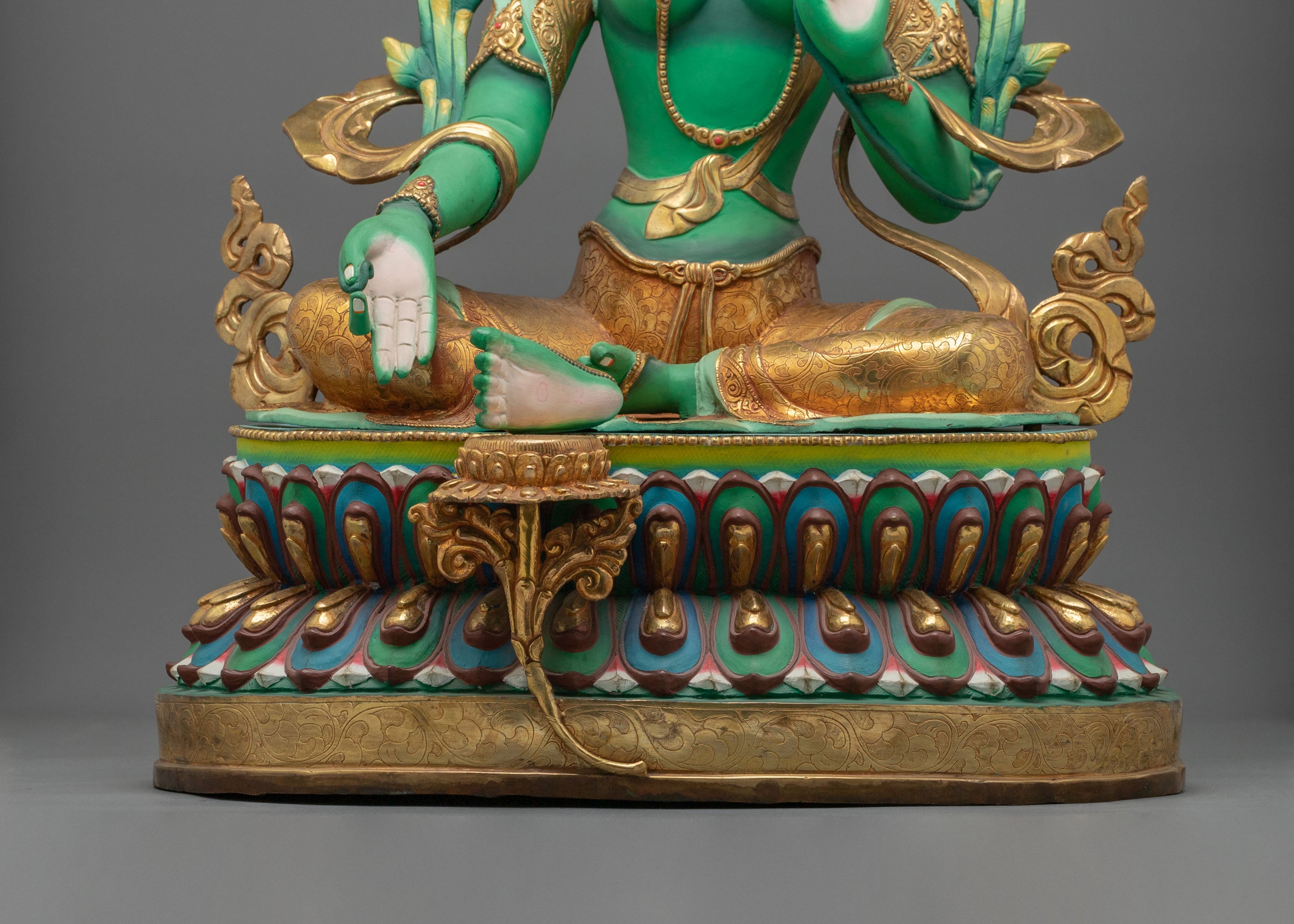 Green Tara Copper Statue with 24K Gold Gilding
