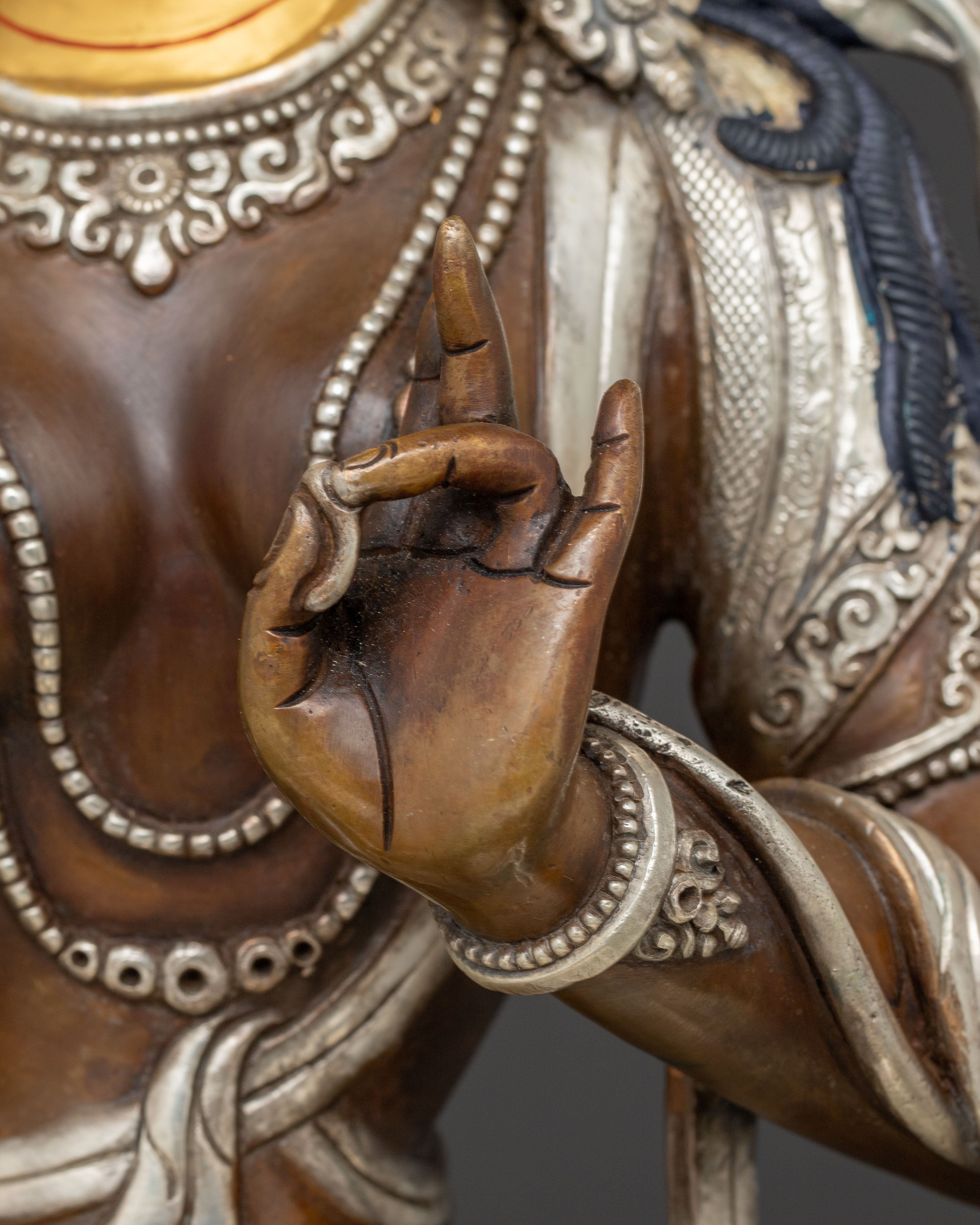 Silver-Plated Shyama Tara Copper Statue | Radiant Compassion