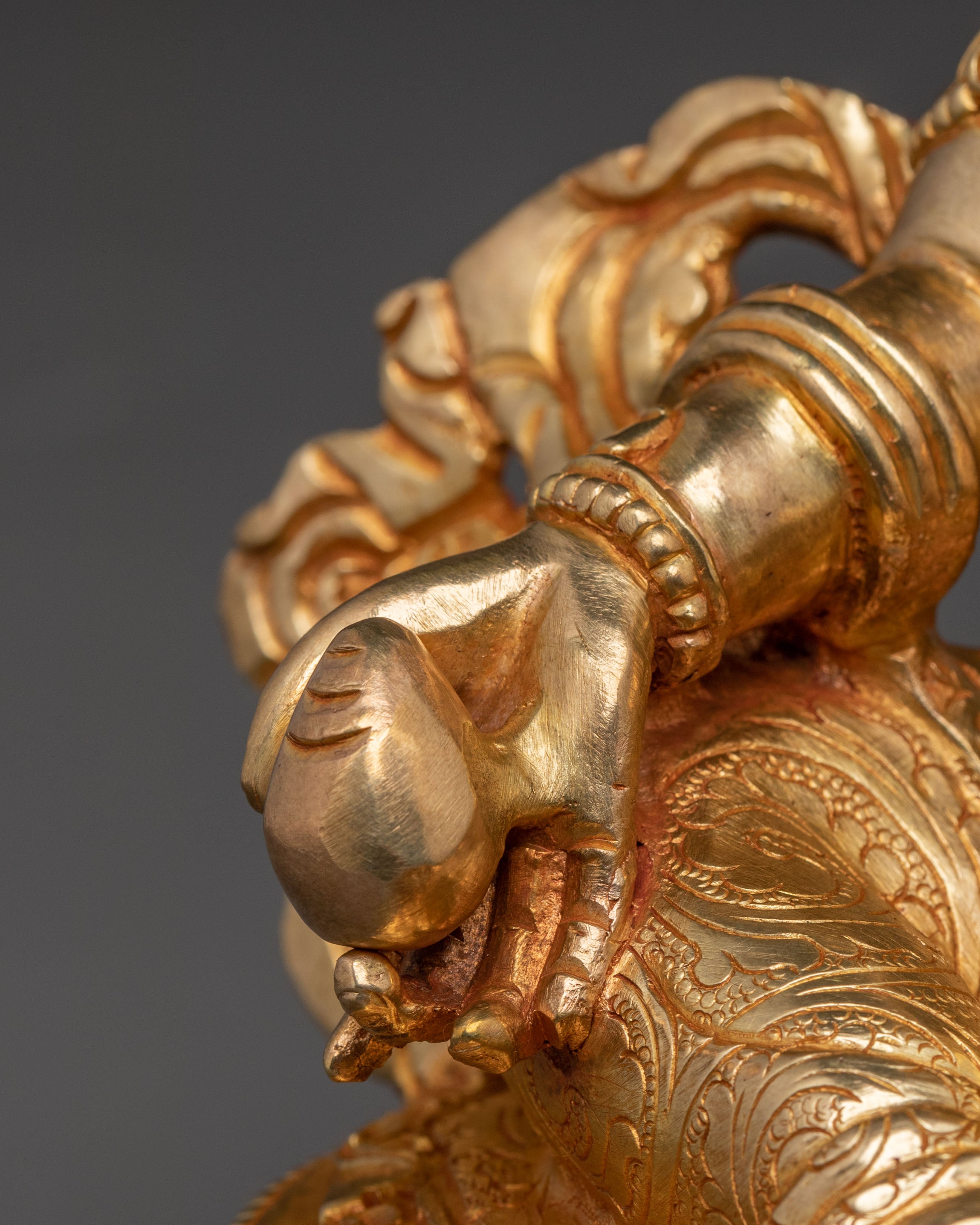 Sacred Statue of Dzambhala | 24K Gold Gilded Copper Statue