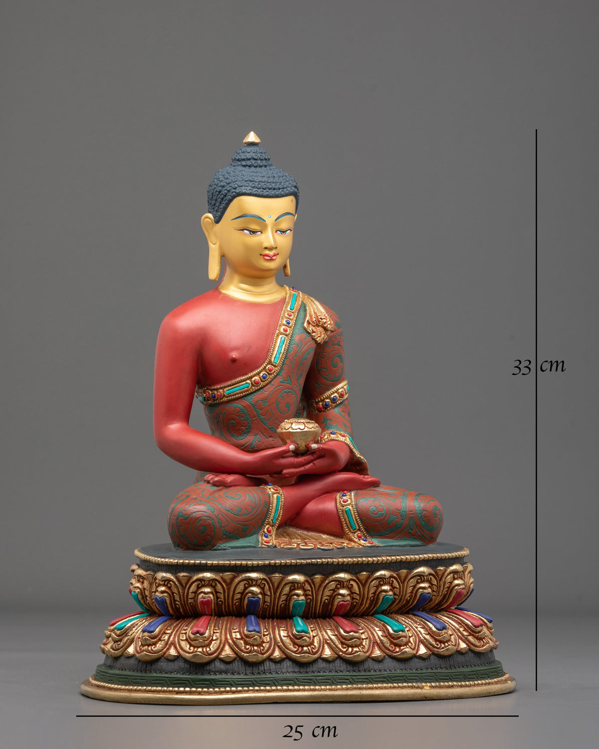 Amitabha Buddha 24K Gold Gilded Sculpture | Altar Decor
