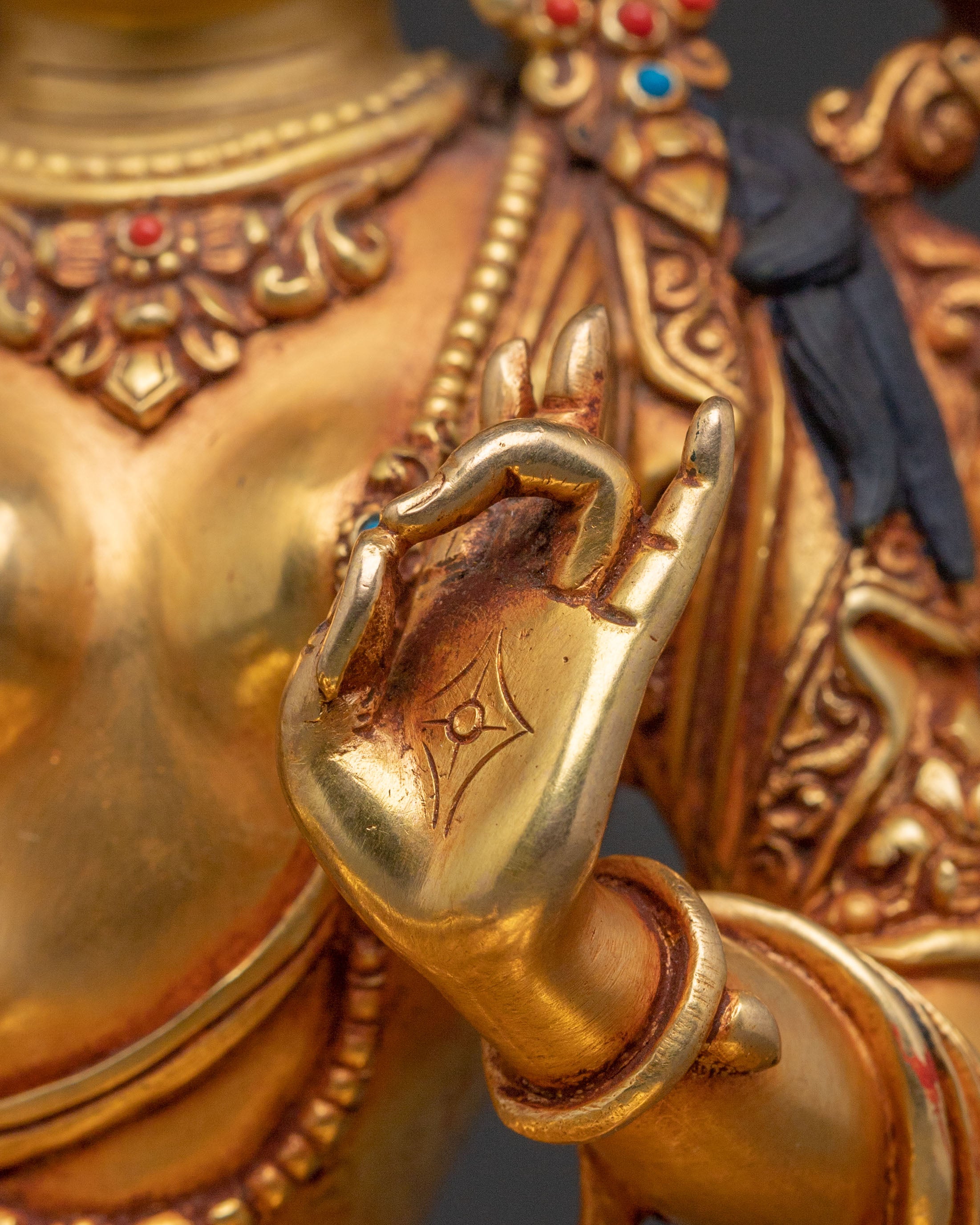 Graceful Green Tara Golden Statue: Handcrafted Serenity