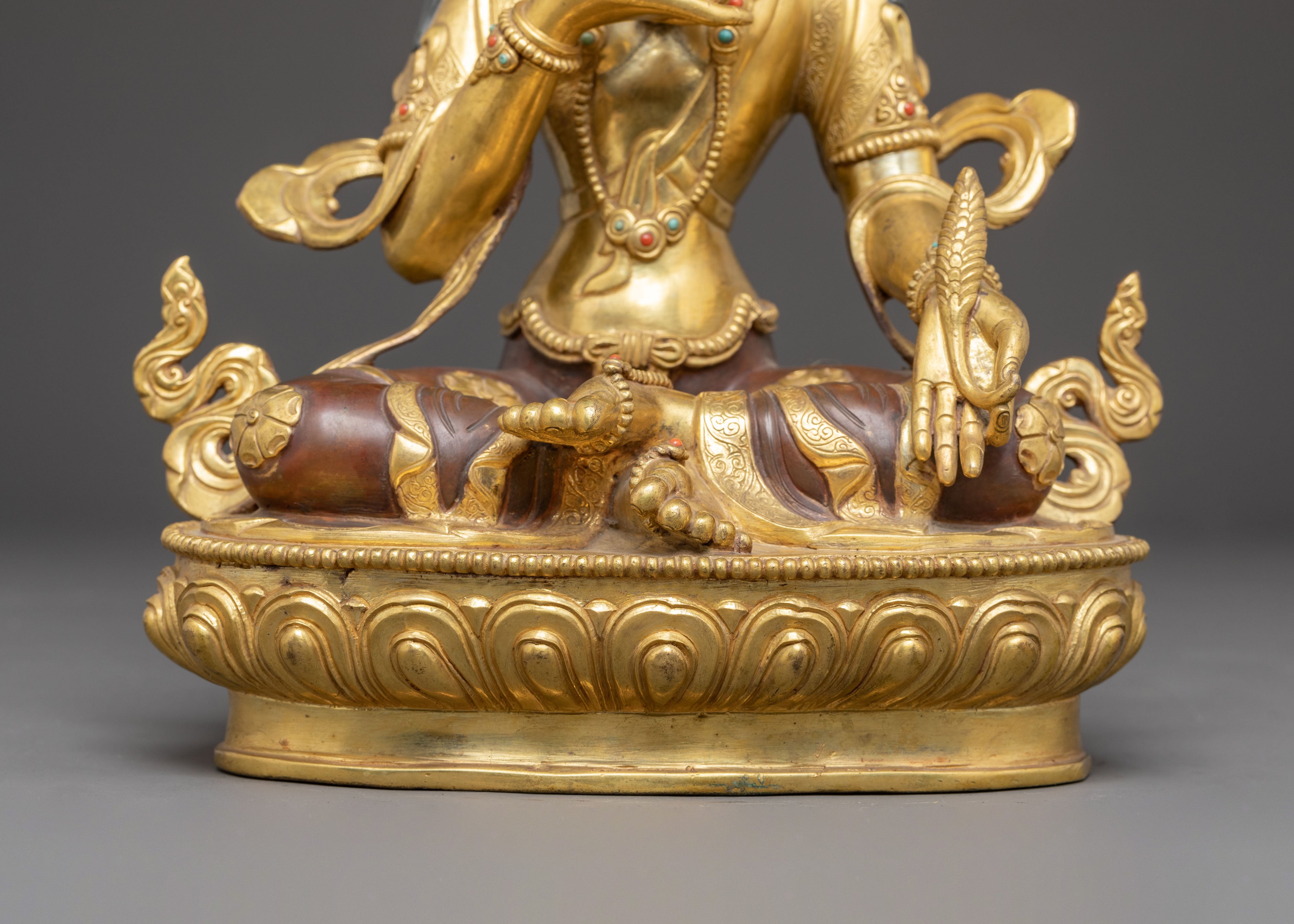 Himalayan Copper Statue of Bodhisattva Ksitigarbha | Tibetan Buddhism