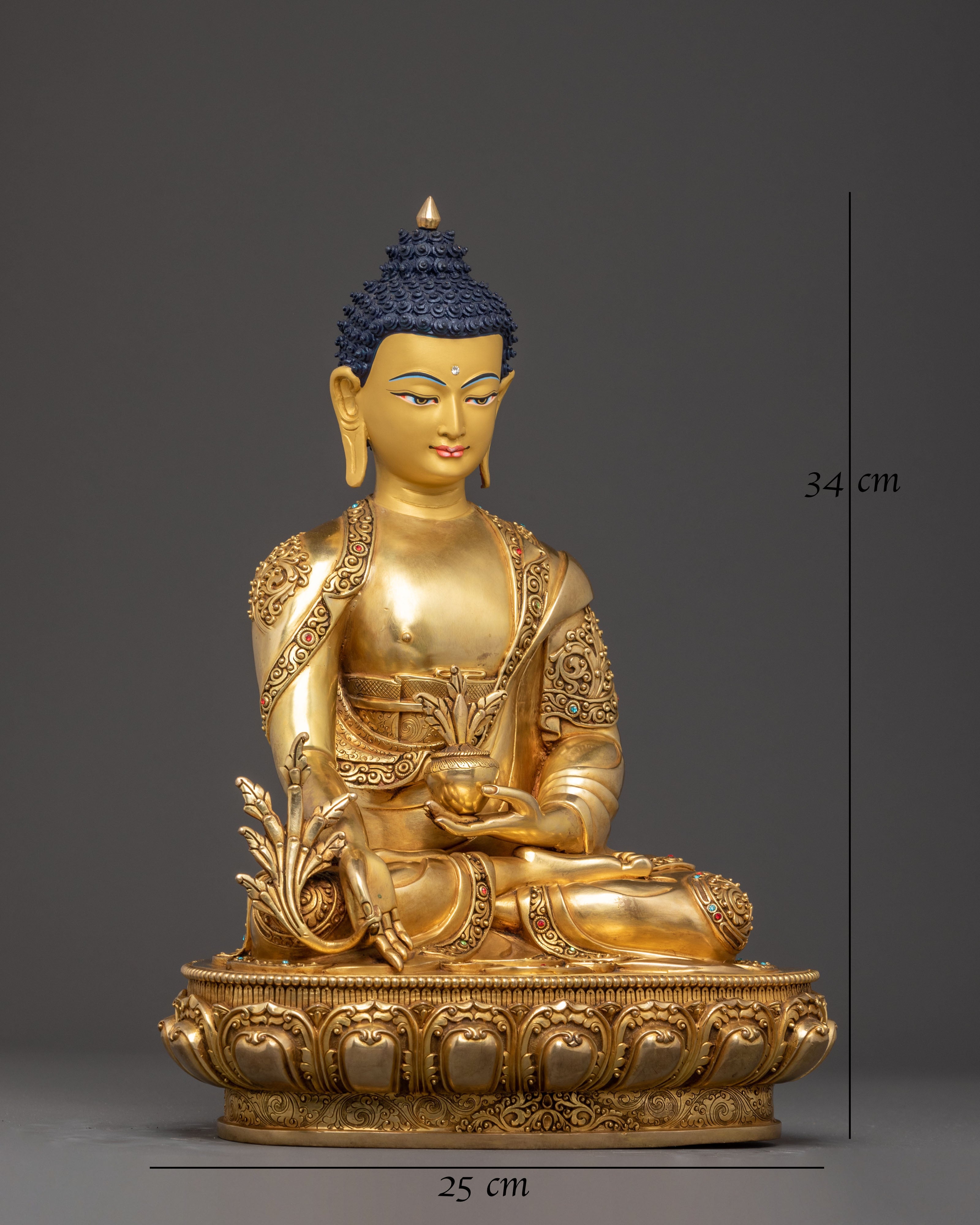 Handmade Medicine Buddha with Healing Power – 24K Gold Gilded