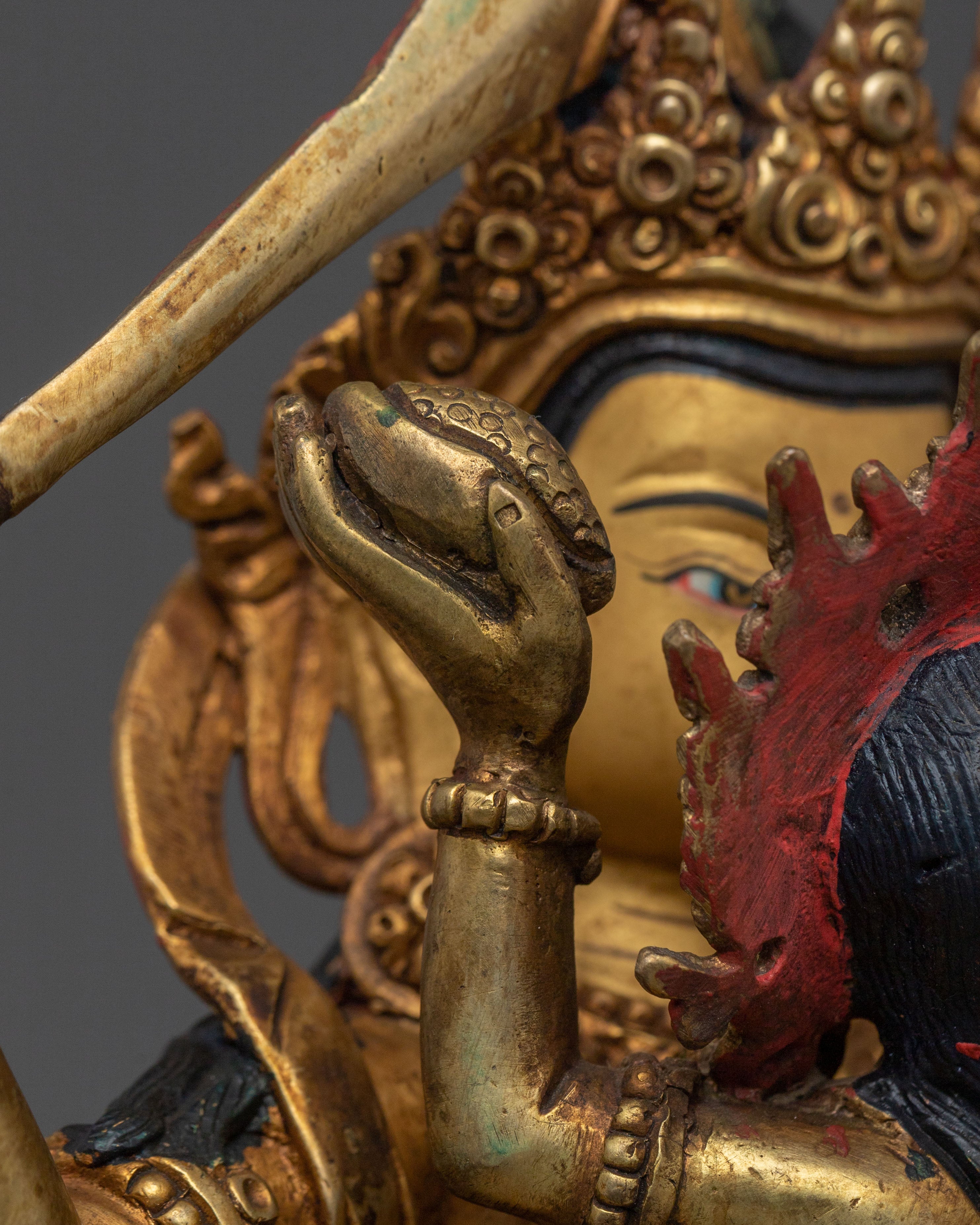 Wisdom Bodhisattva Manjushri Golden Sculpture
