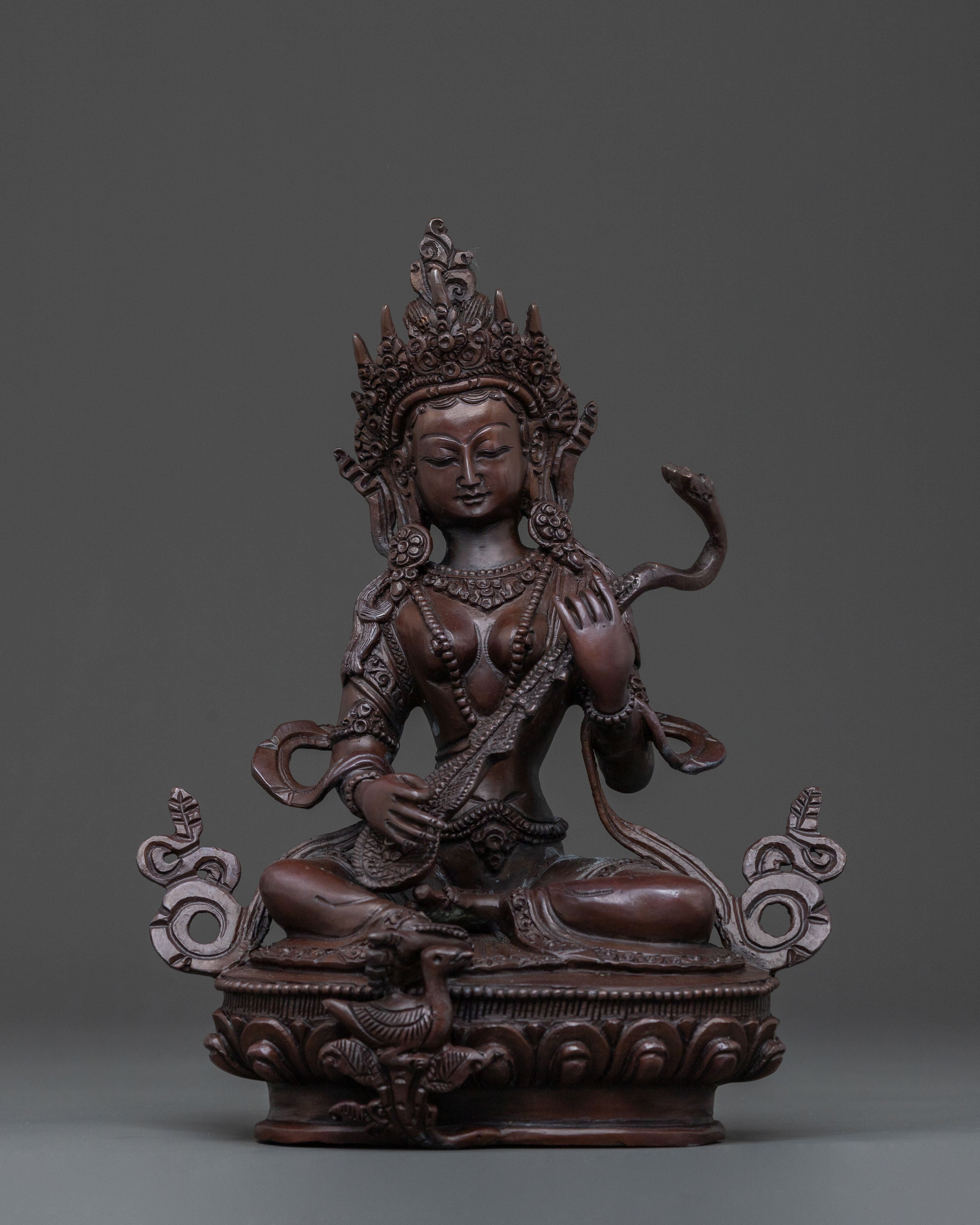Saraswati Oxidized Copper Statue