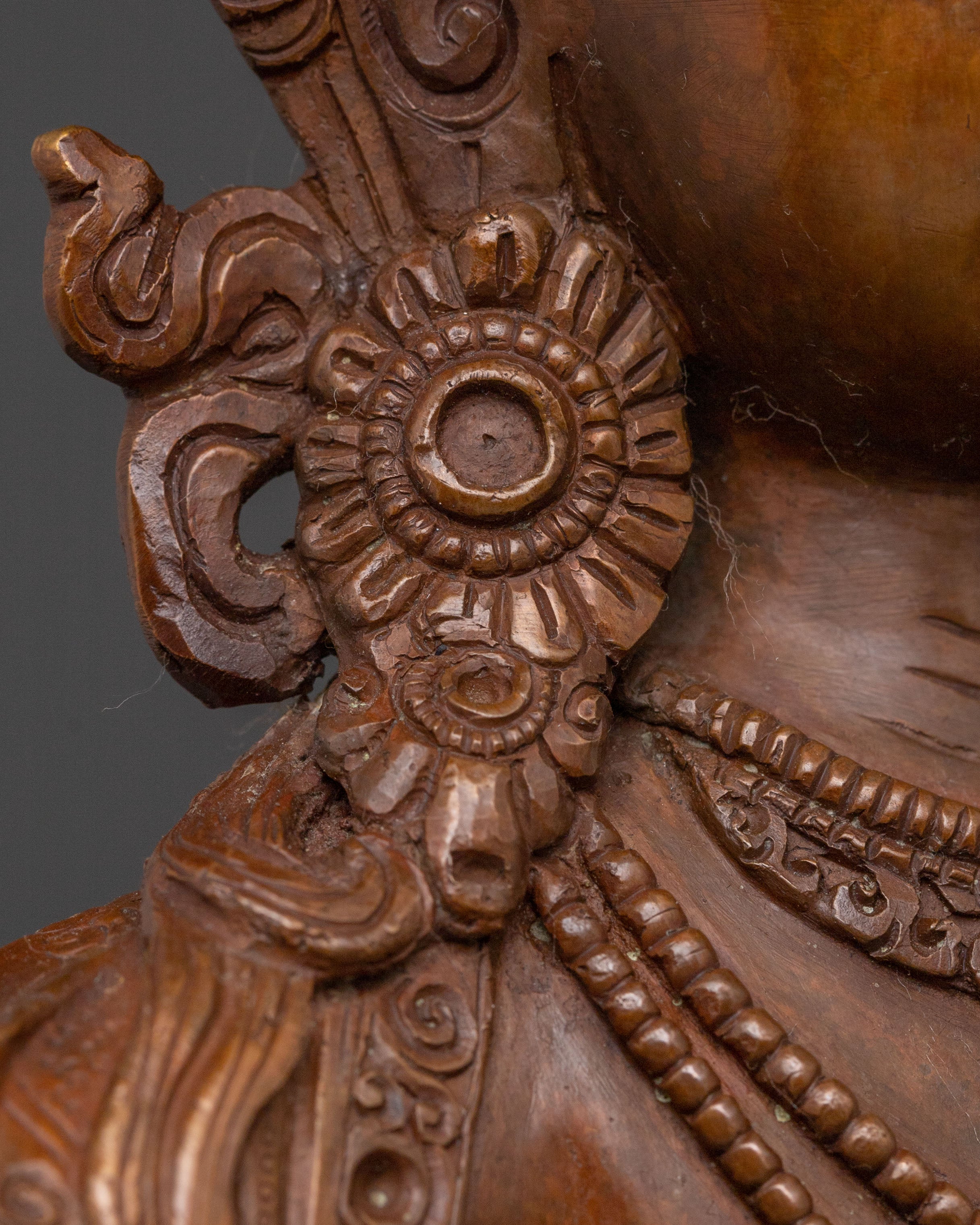 Manjushri Bodhisattva Statue for Altar - Oxidized Copper Finish