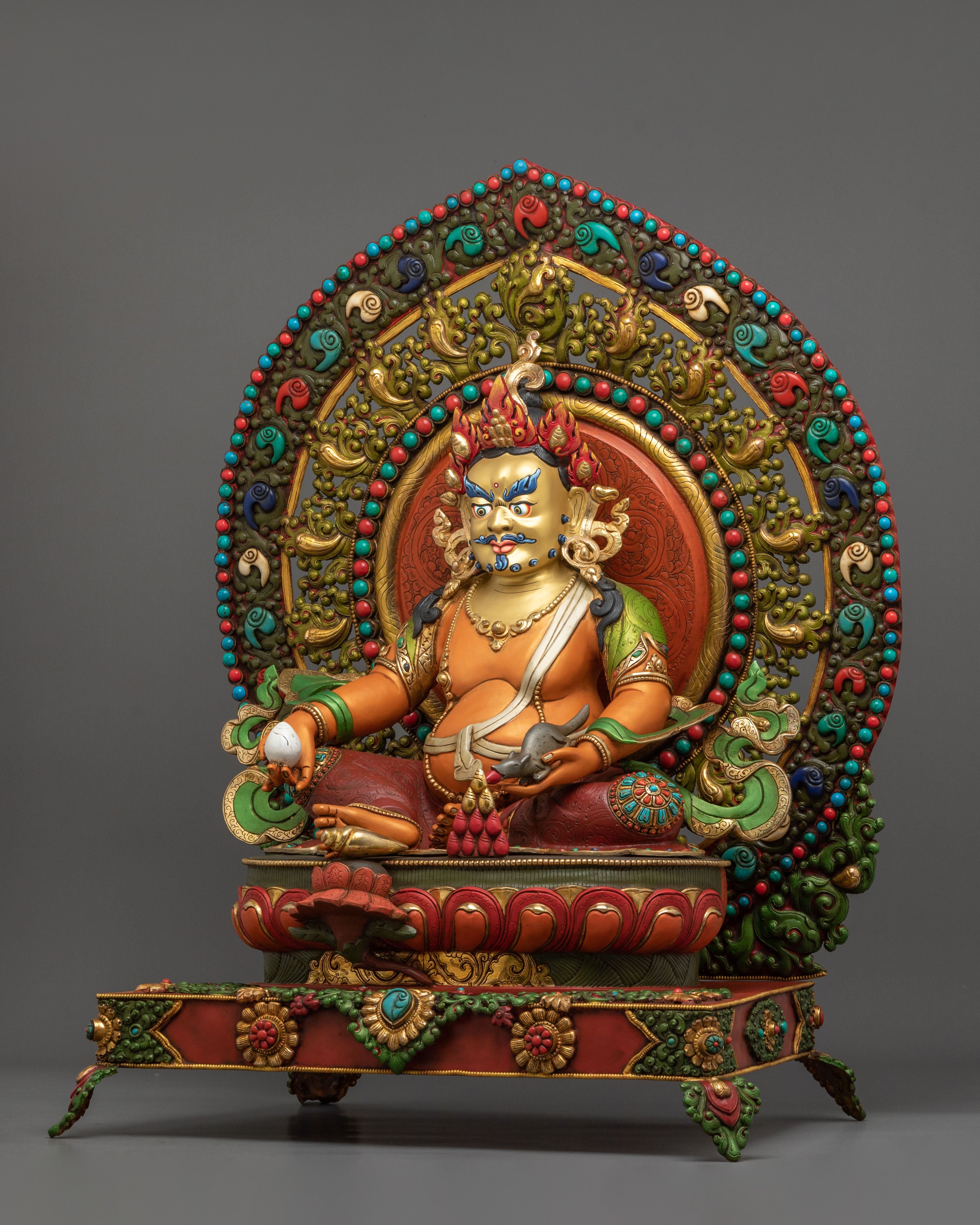 Majestic Dzambhala Statue on Throne | Made in Nepal