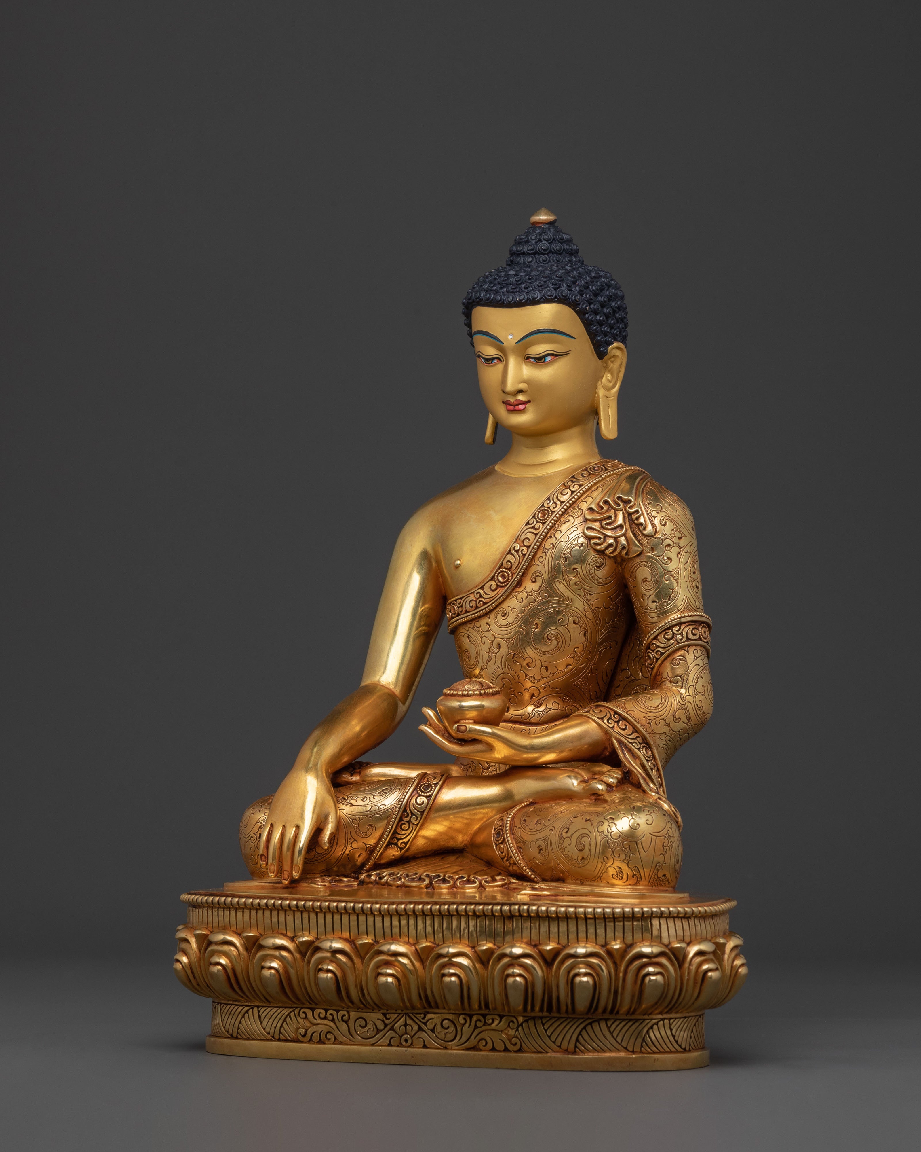 Shakyamuni Buddha Statue | Handcrafted 24K Gold Gilded Sculpture