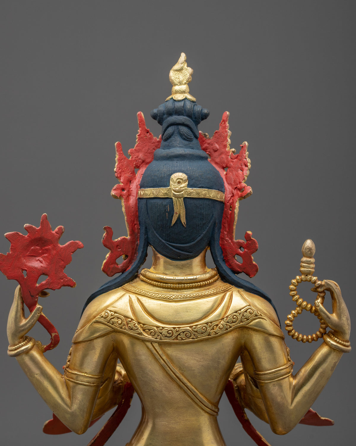 Handmade Chenrezig Copper Sculpture | 24K Gold Glided