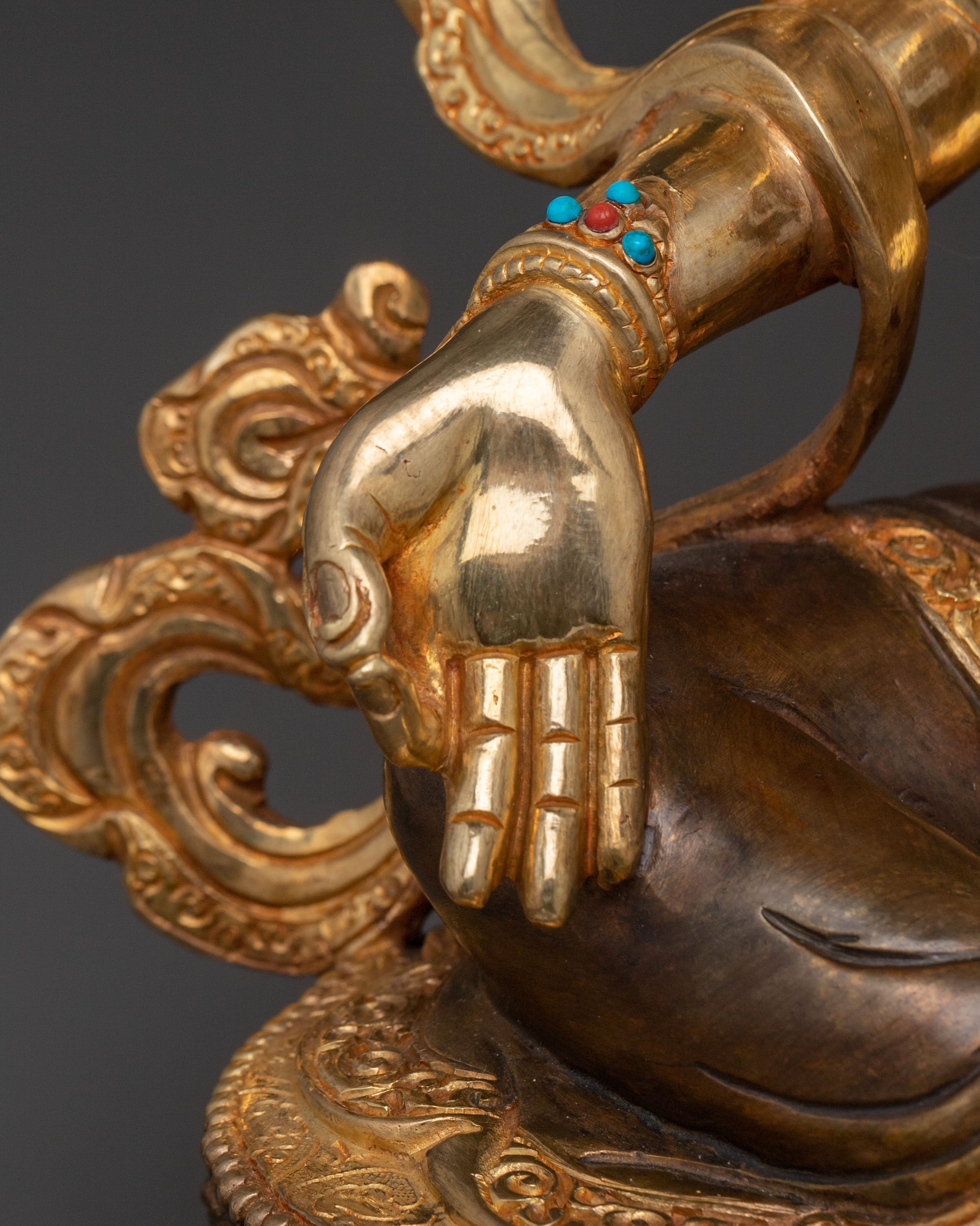 Green Tara: 24K Gold Gilded Statue