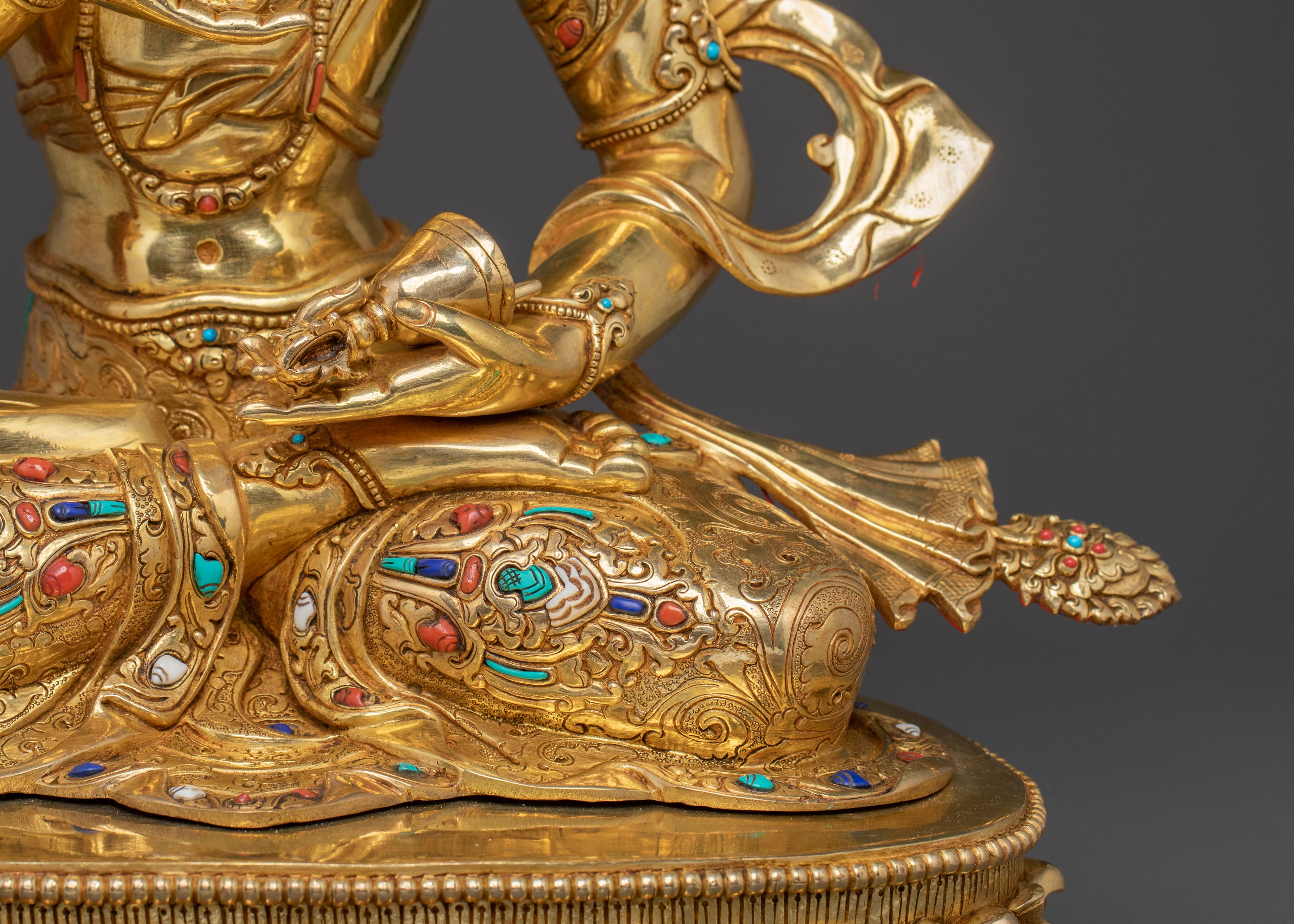 Vajrasattva's Pure Essence: A Sacred Vajrayana Vajrasattva Sculpture in 24K Gold