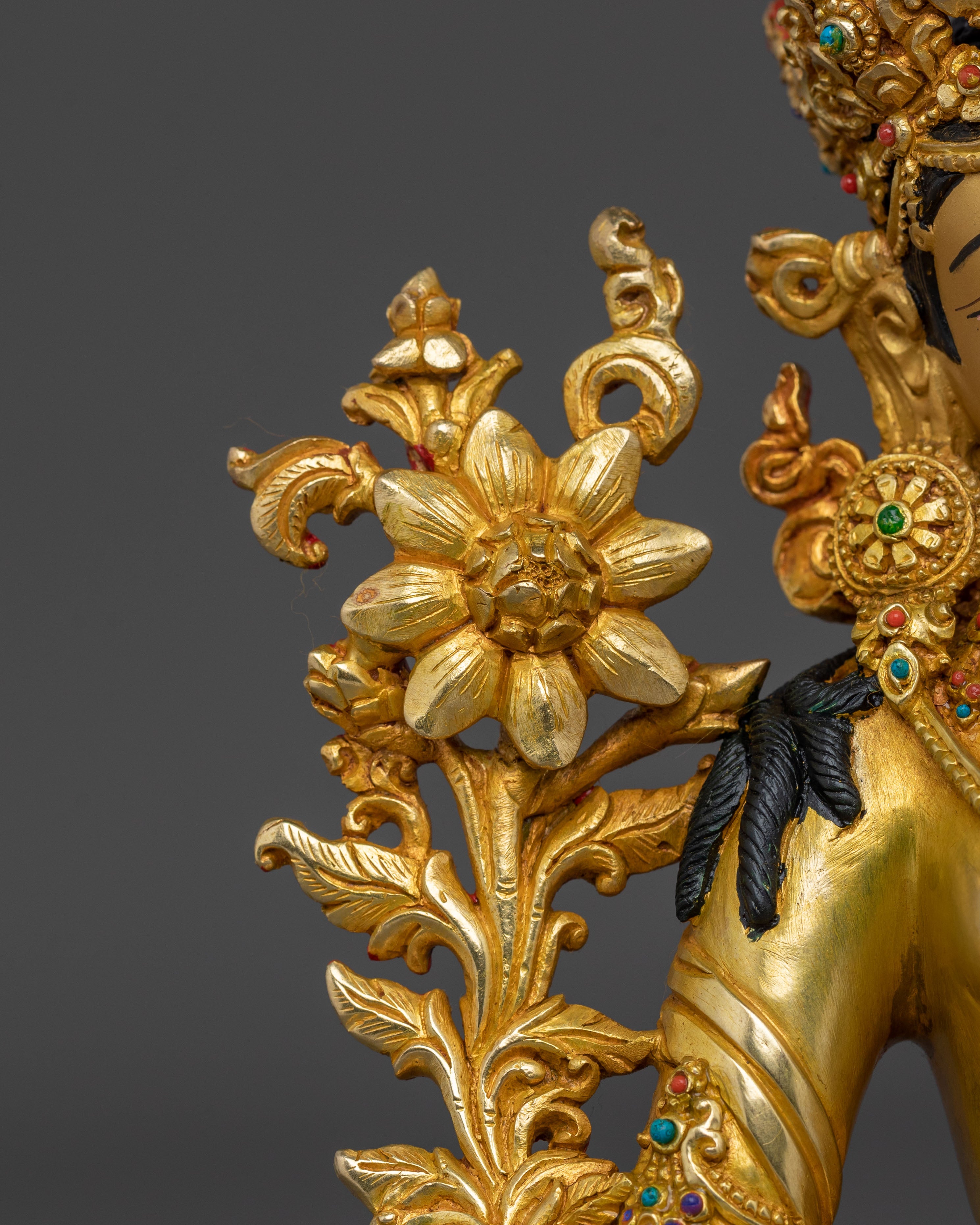 Green Tara Golden Statue | Tibetan Buddhist Icon