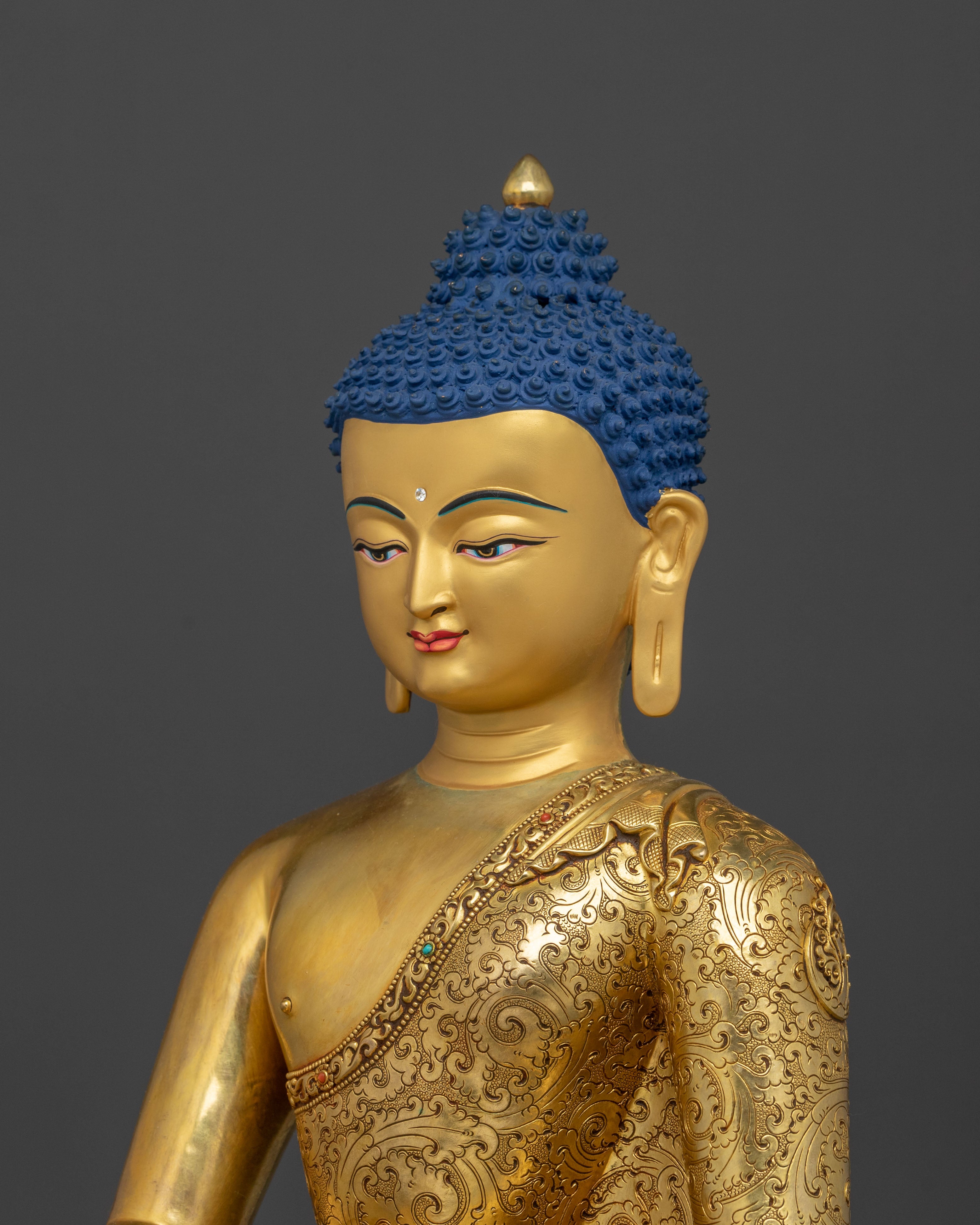 Shakyamuni Buddha Fire Gold Gilded Figurine | Home Decor